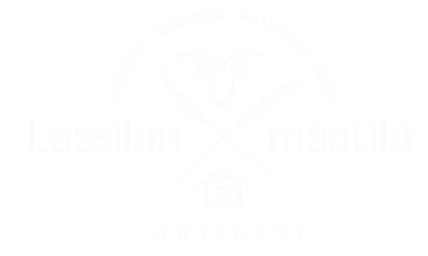 Lassilan maatilan logo valkoisena