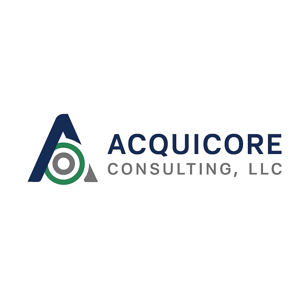 Logo for Acuicore Consulting, LLC with a stylized 'A' and circular design elements.