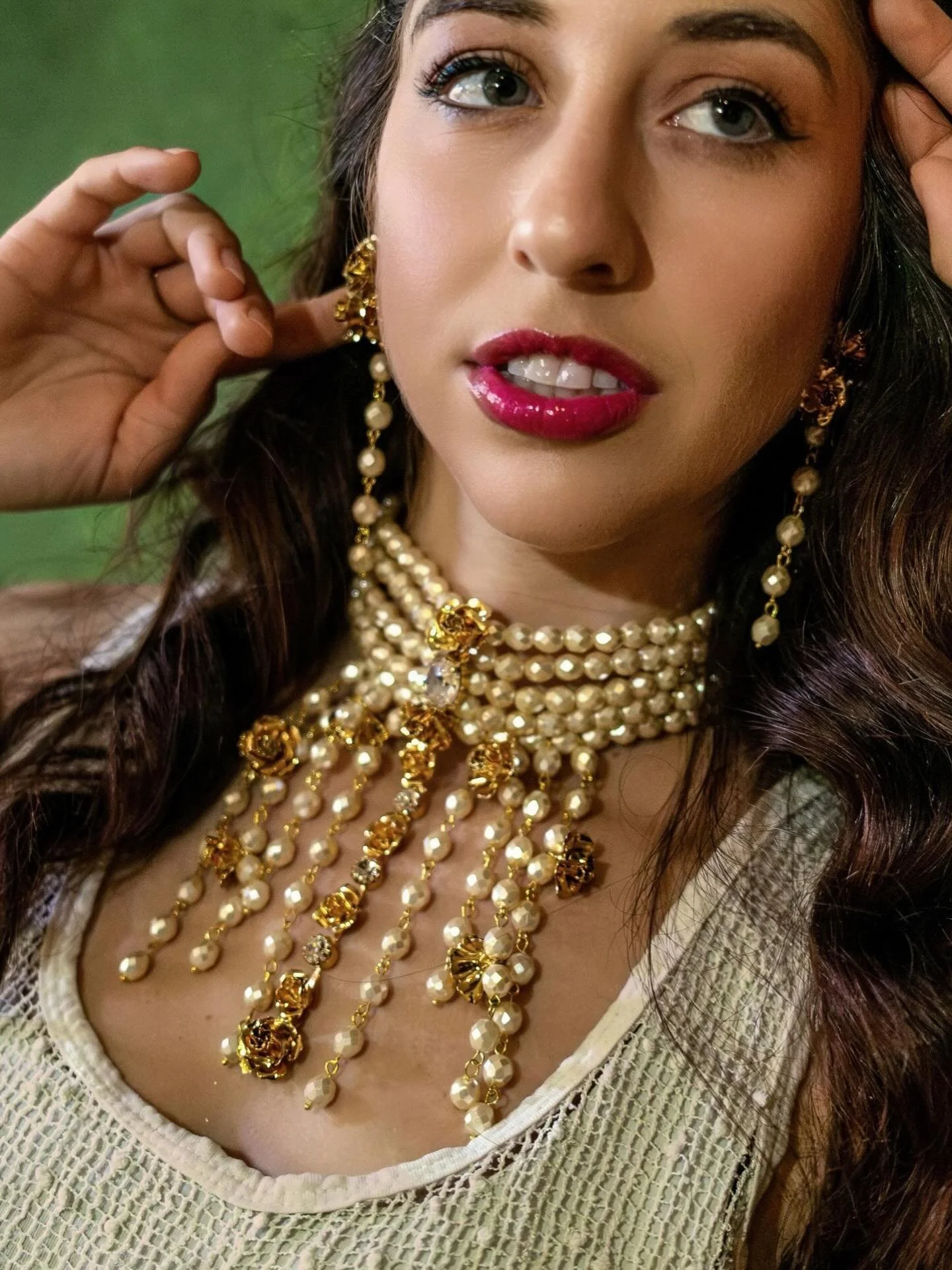 ✨Modern de Liguoro Pearl Ensemble ✨

A luminous fusion of pearls, gold, and sculptural elegance. This statement set reimagines classic de Liguoro glamour with a modern edge &mdash; cascading strands, radiant detailing, and a silhouette crafted to cap