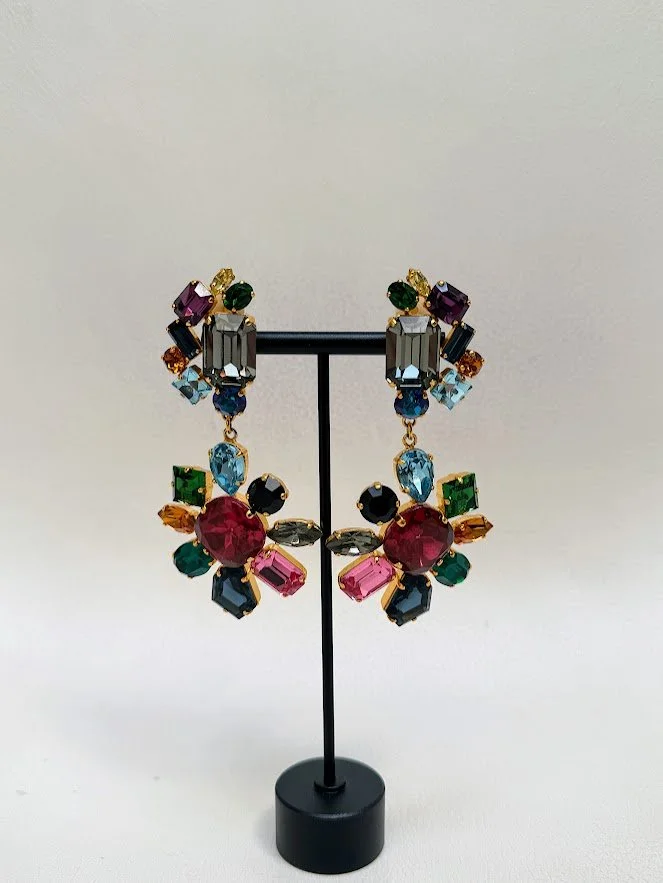 Multicolor Crystal Statement Drop Earrings