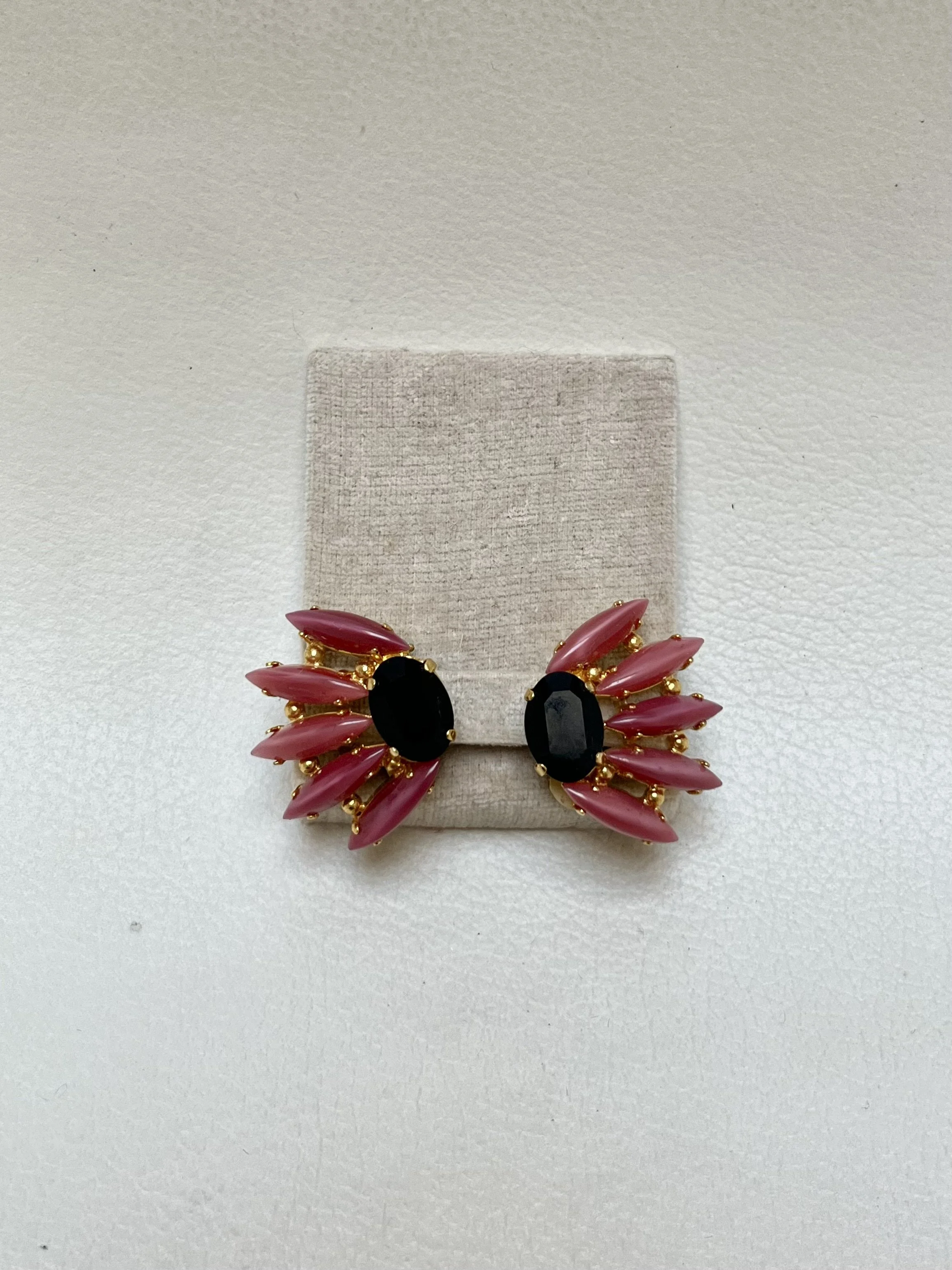 Ruby Burst Fan Clip Earrings