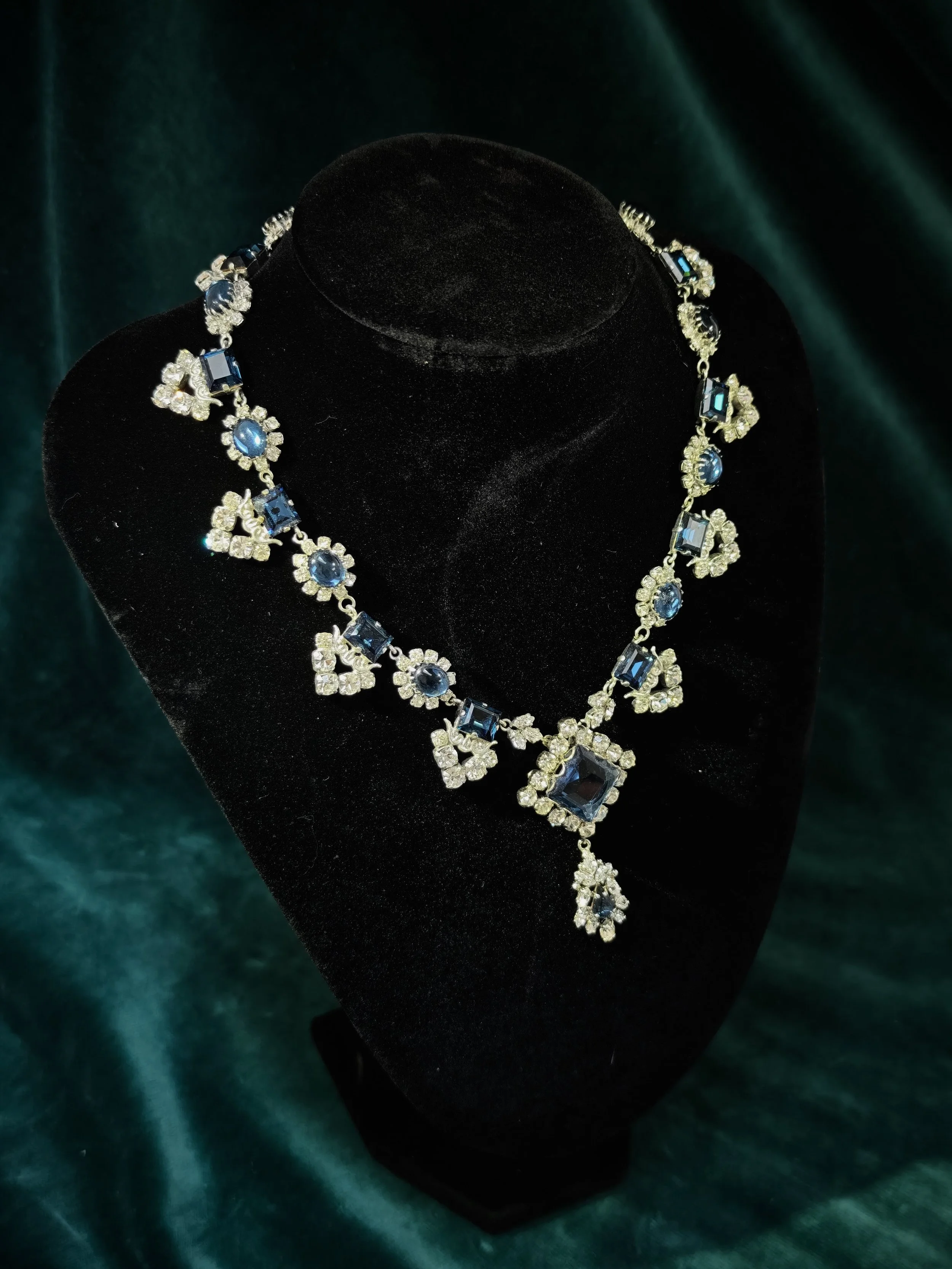 Western Germany one-of-a-kind Blue Crystal Statement Necklace