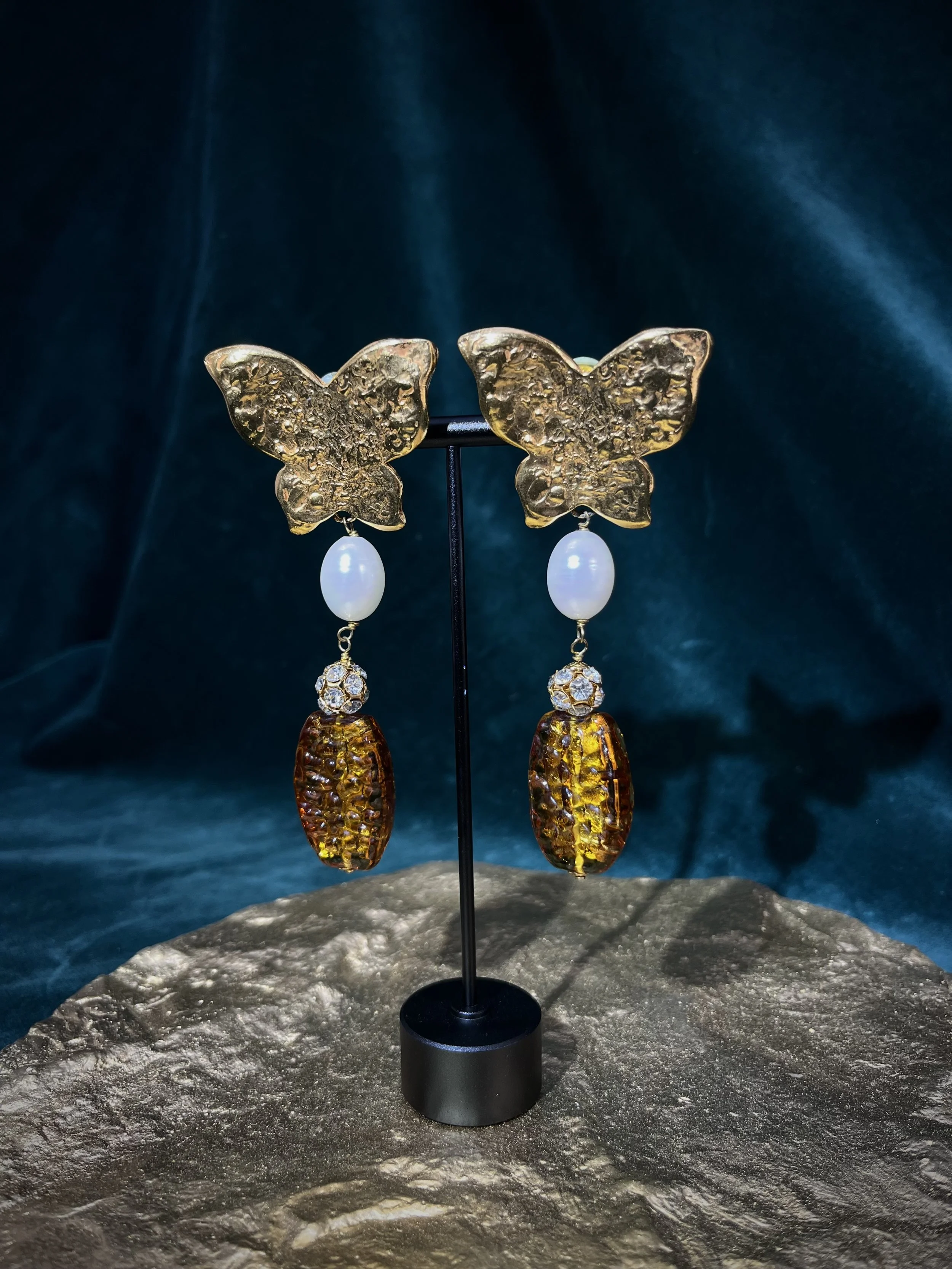 Yves Saint Laurent 1970 Gilded Butterfly Earrings