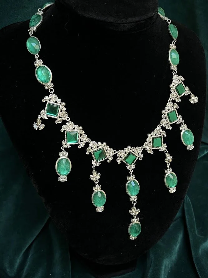 Western Germany Emerald Cascade Statement Necklace