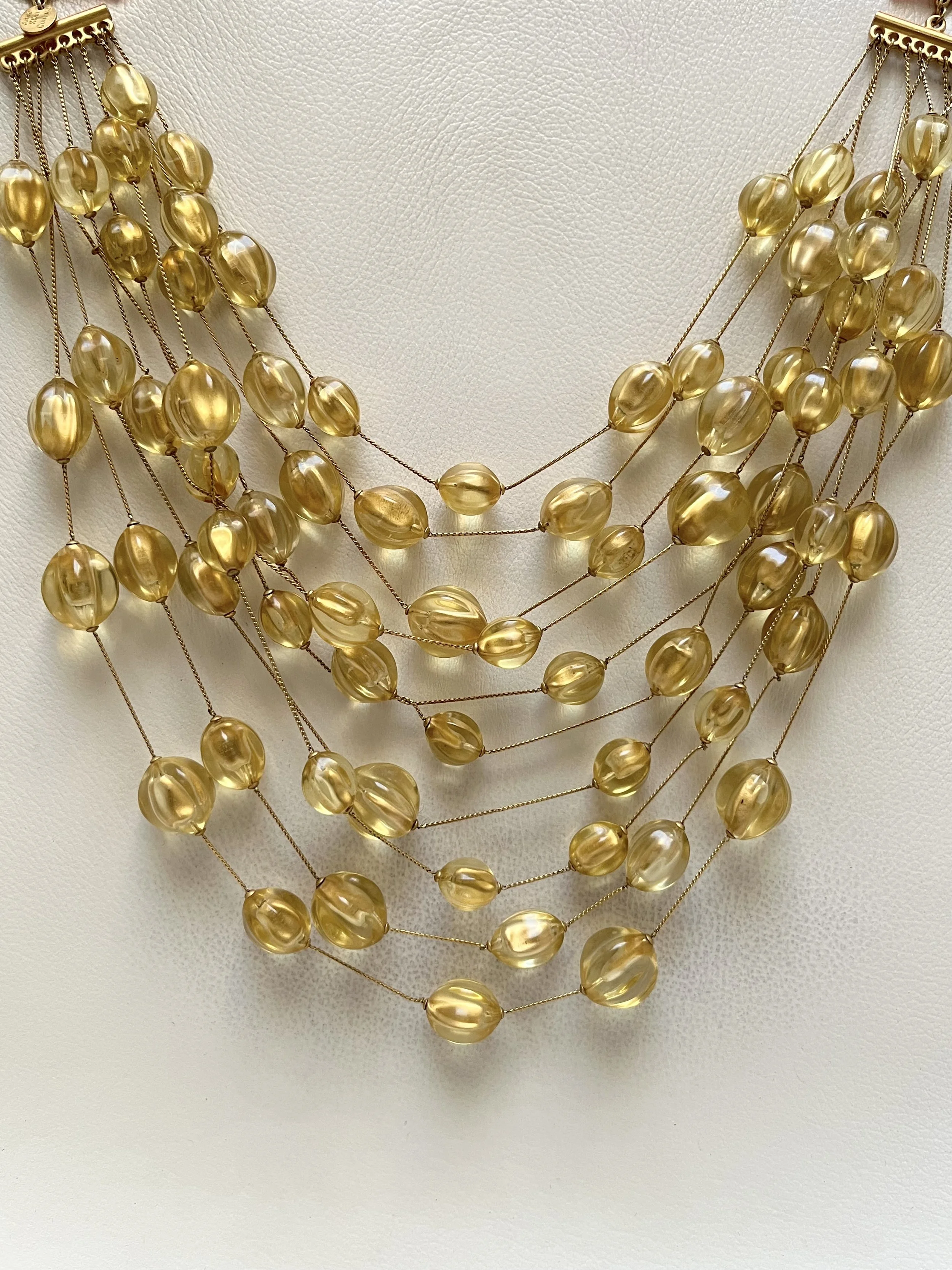 Anne Klein Couture Yellow Bead Cascade Multi-Strand Necklace