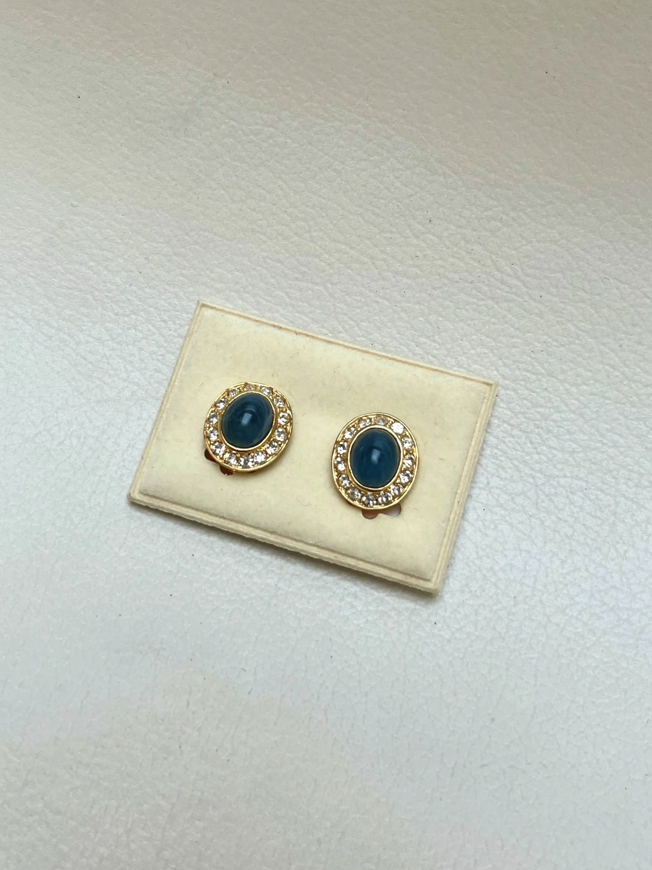 Midnight Oval Halo Clip Earrings