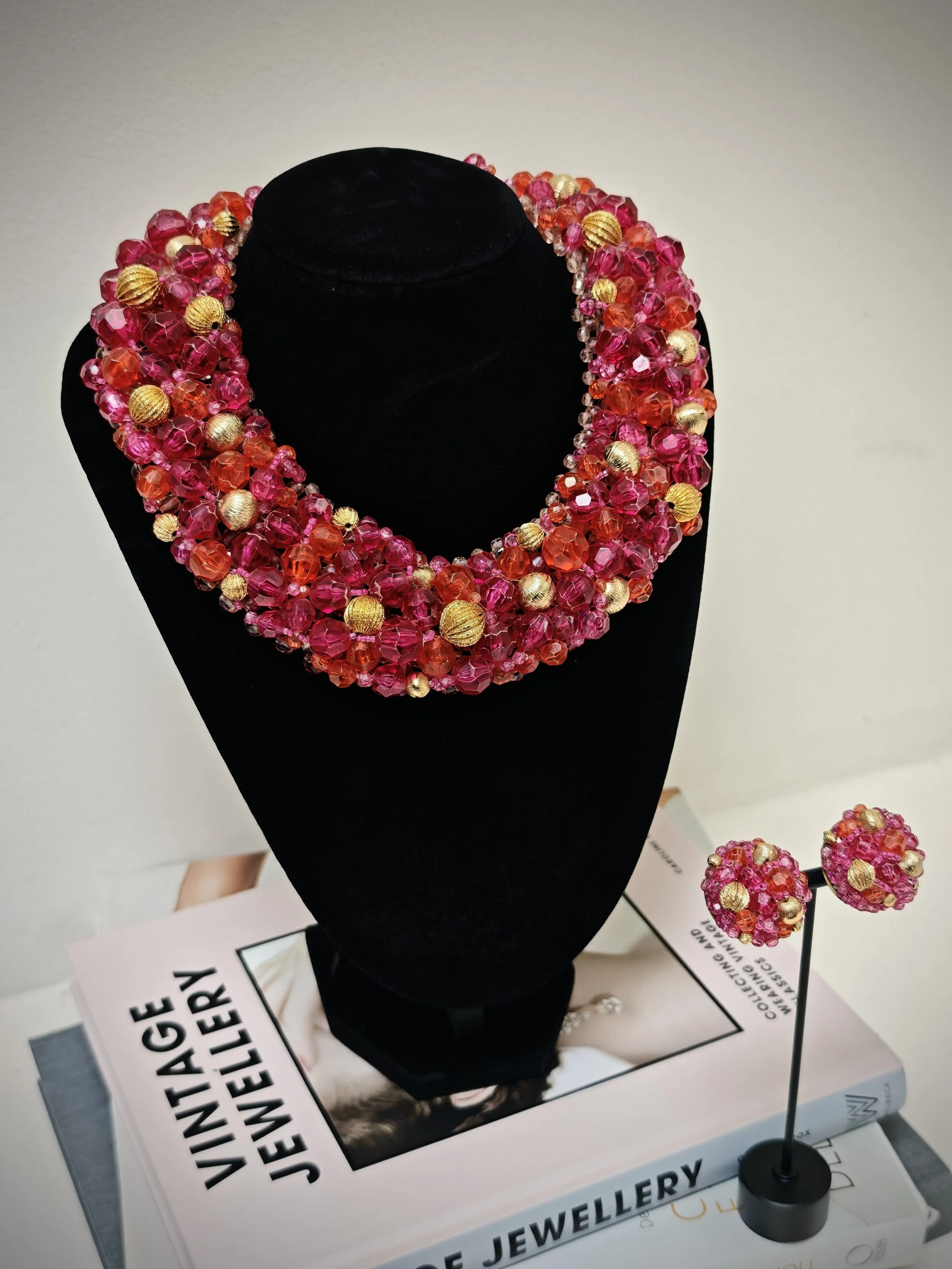 SOLD - Coppola e Toppo Italy Vibrant Beadwork Necklace and Earrings