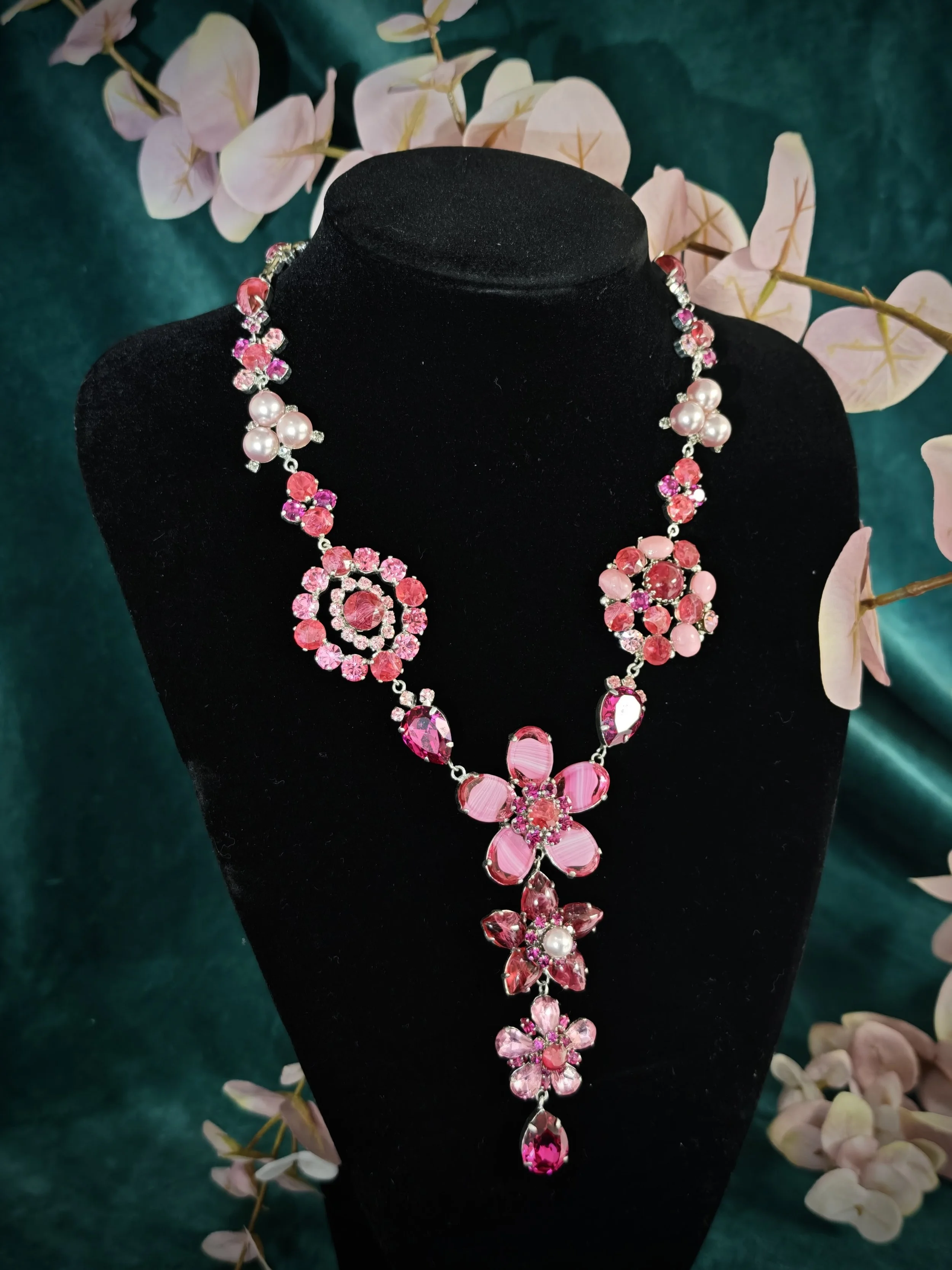 Western Germany Pink Floral Necklace