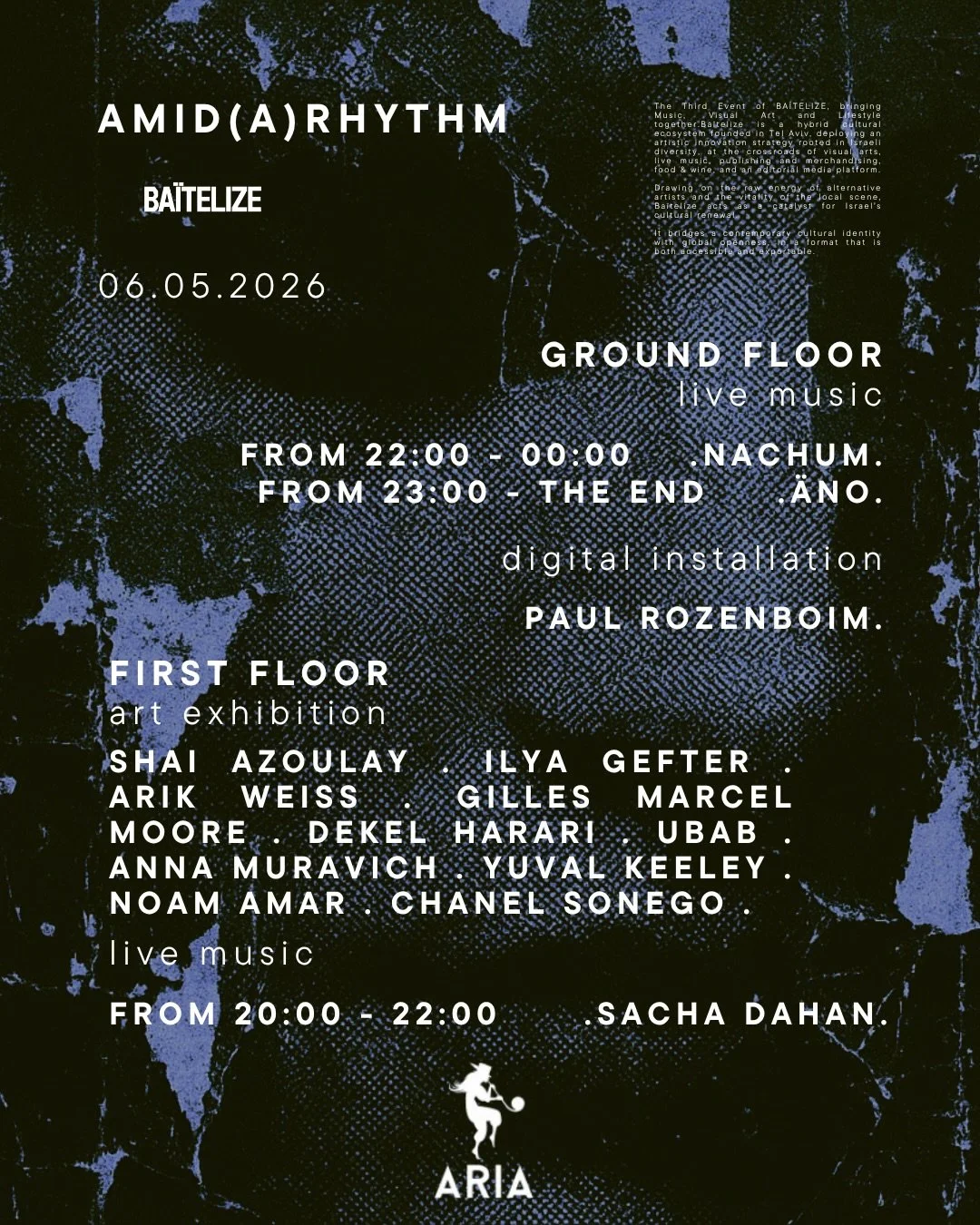 AMID(A) RHYTHM &mdash; Full Program

May 6 &mdash; ARIA
From 19:00

🎟️ Tickets in bio