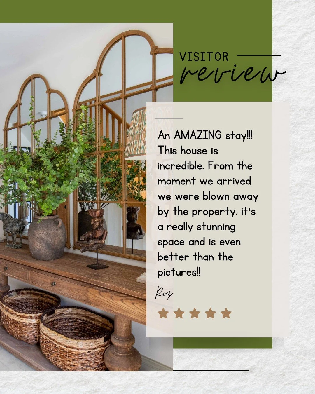 &ldquo;An AMAZING stay!!! This house is incredible. From the moment we arrived we were blown away by the property - the entrance, surroundings, the interior itself and the garden space. Everything was so thoughtfully designed, modern, stylish and spo