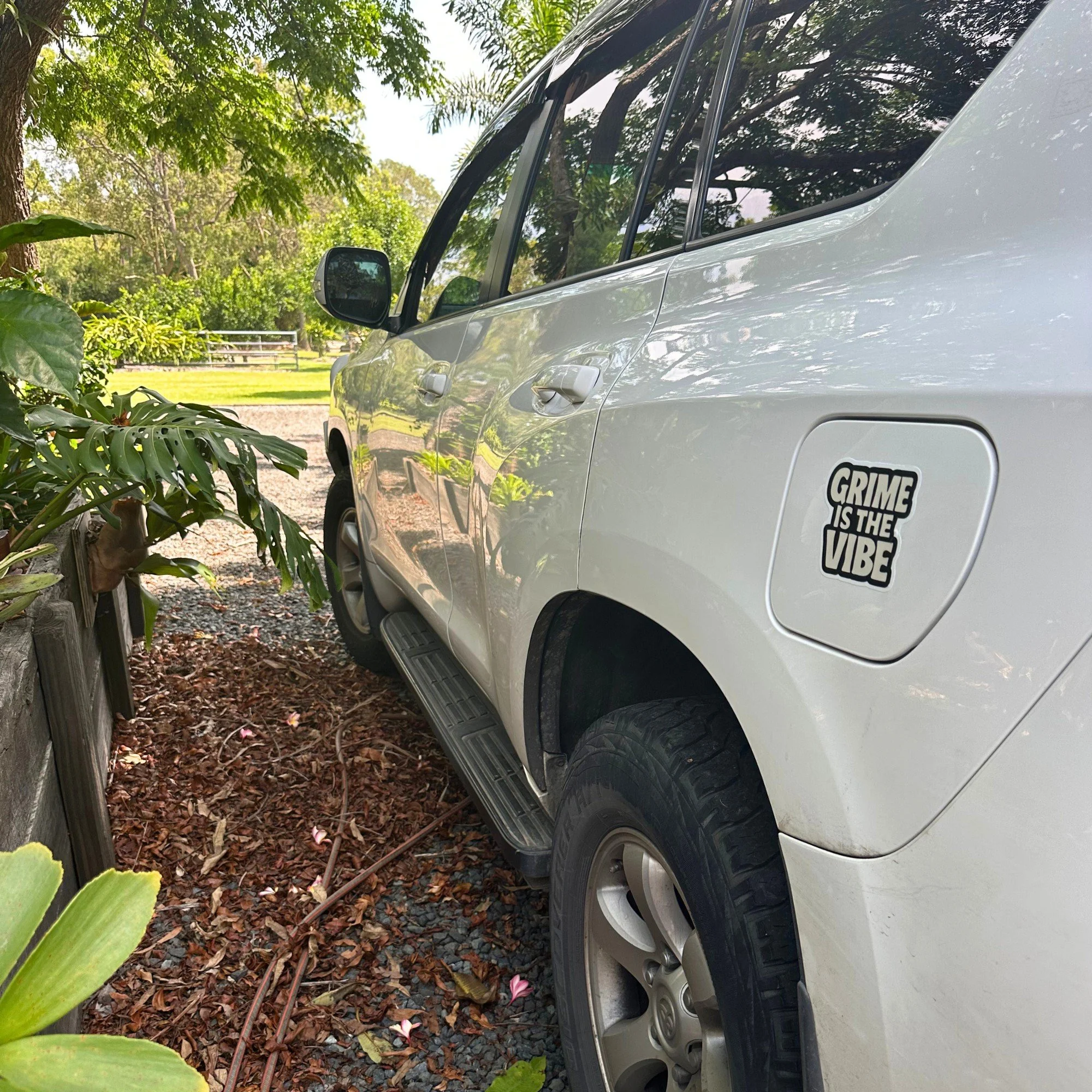 Grime is the vibe bold vinyl car sticker with rugged lettering