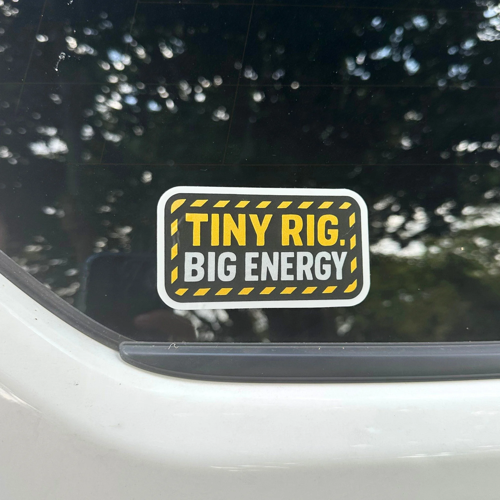 Tiny rig big energy vinyl car sticker with bold off road text design