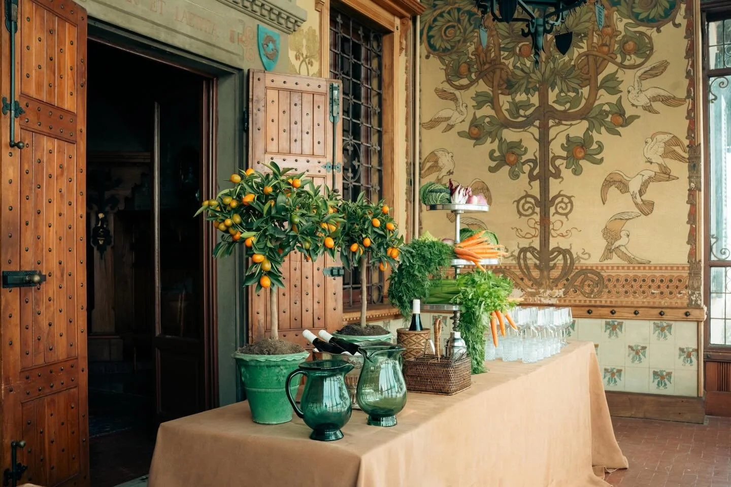 Our field-to-table setup in a historic hunting lodge in the Piedmont countryside 🥕