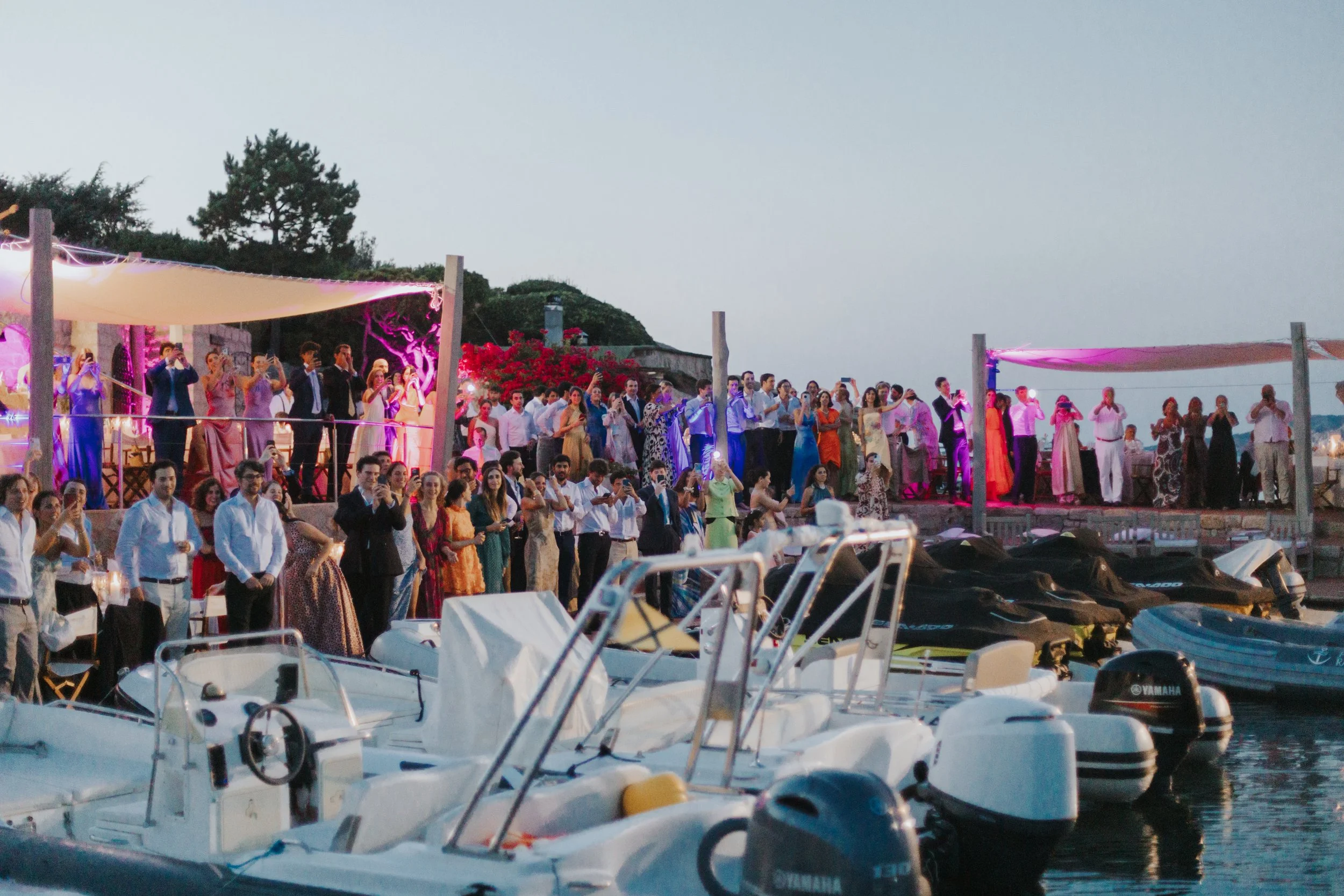 Luxury dinner at a yacht club for a destination wedding