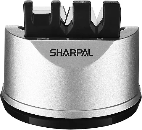 Sharpal multi-tool sharpener with black slots for sharpening knives and blades.