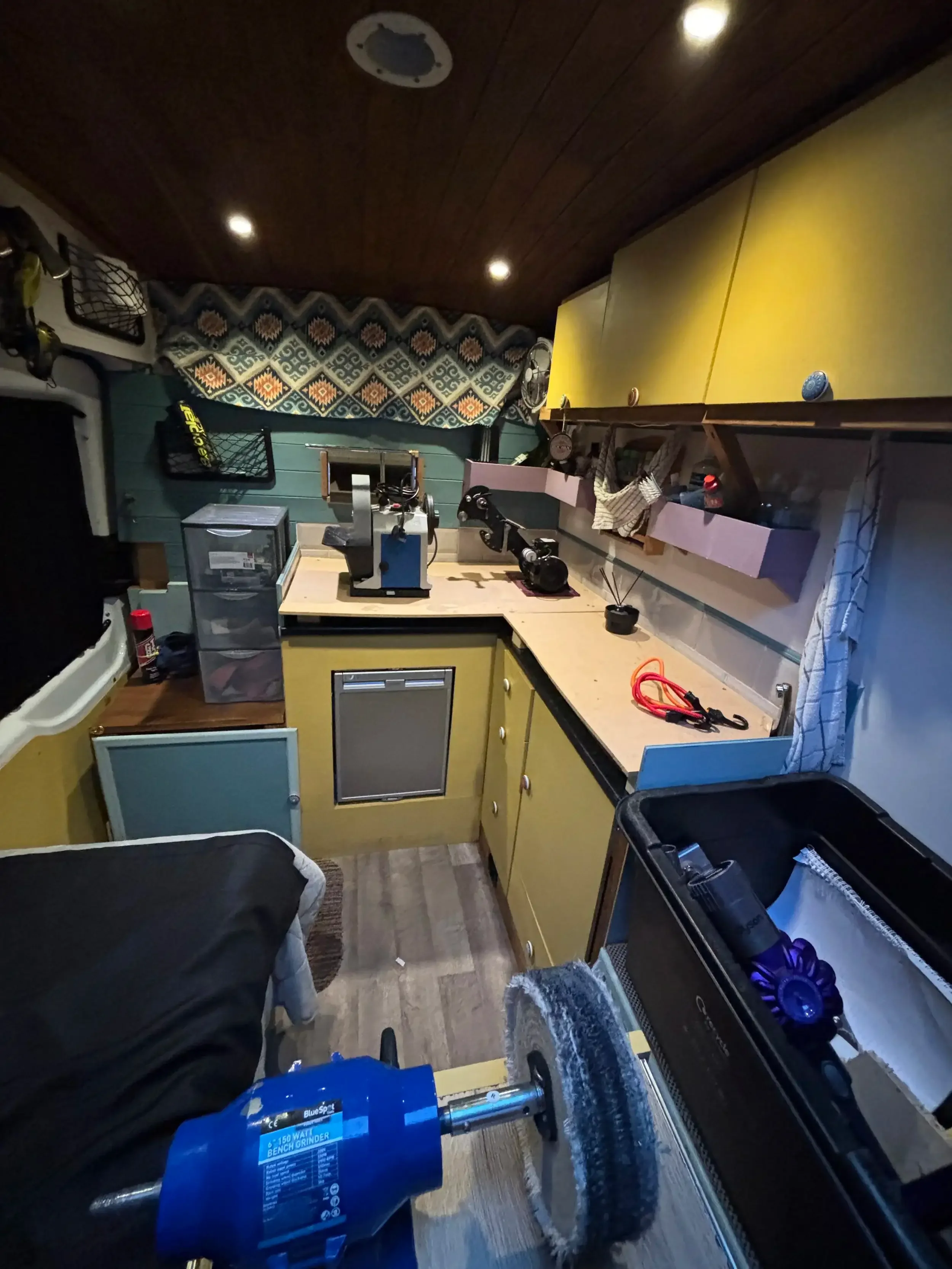 mobile knife sharpening setup inside van | sharpening | polishing | high quality