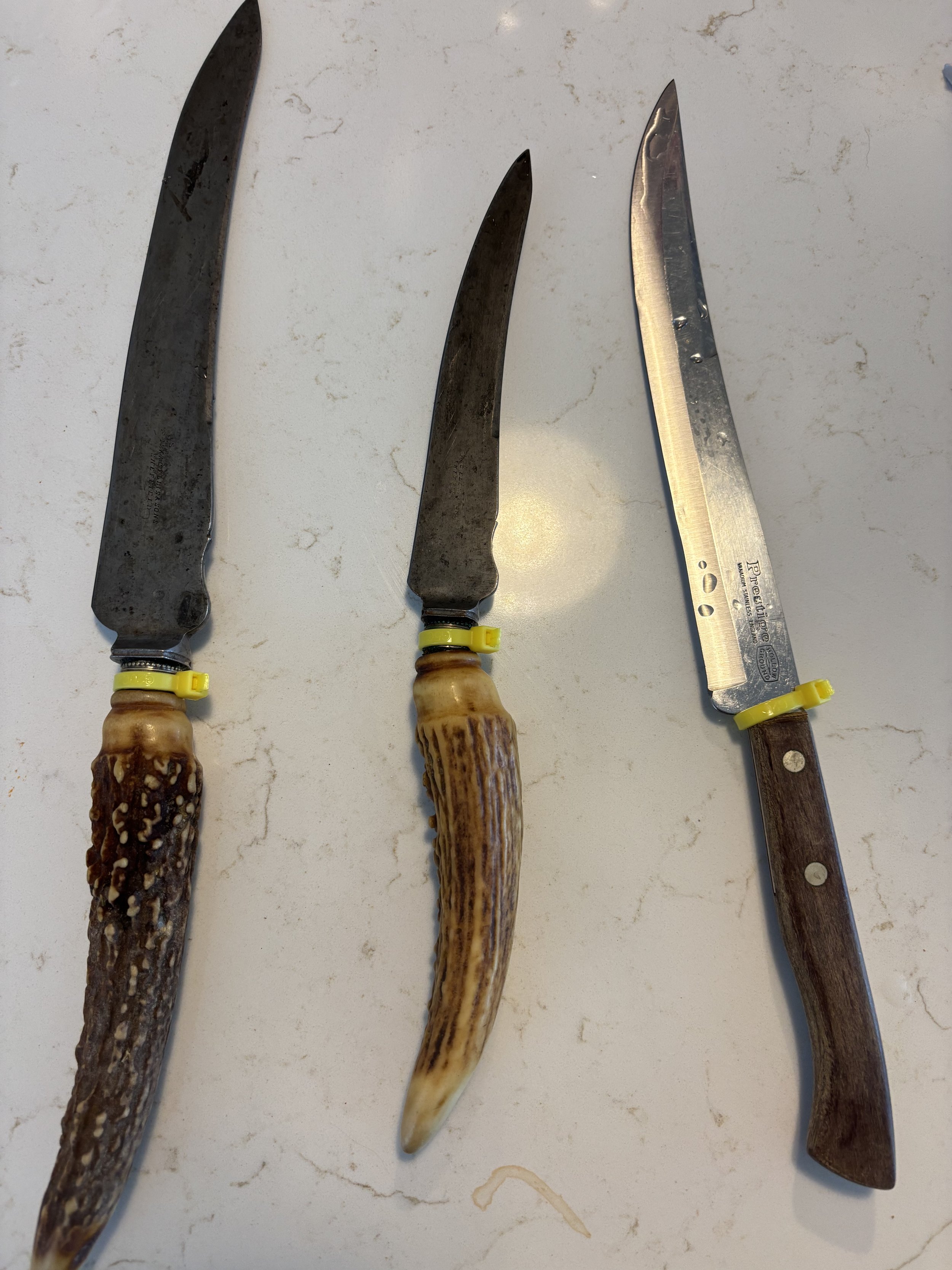 2 carving knives (left) & Steak knife (right) - Bramhall