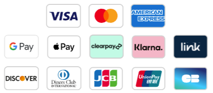 13 credit card logotypes including VISA MASTERCARD and AMERICAN EXPRESS