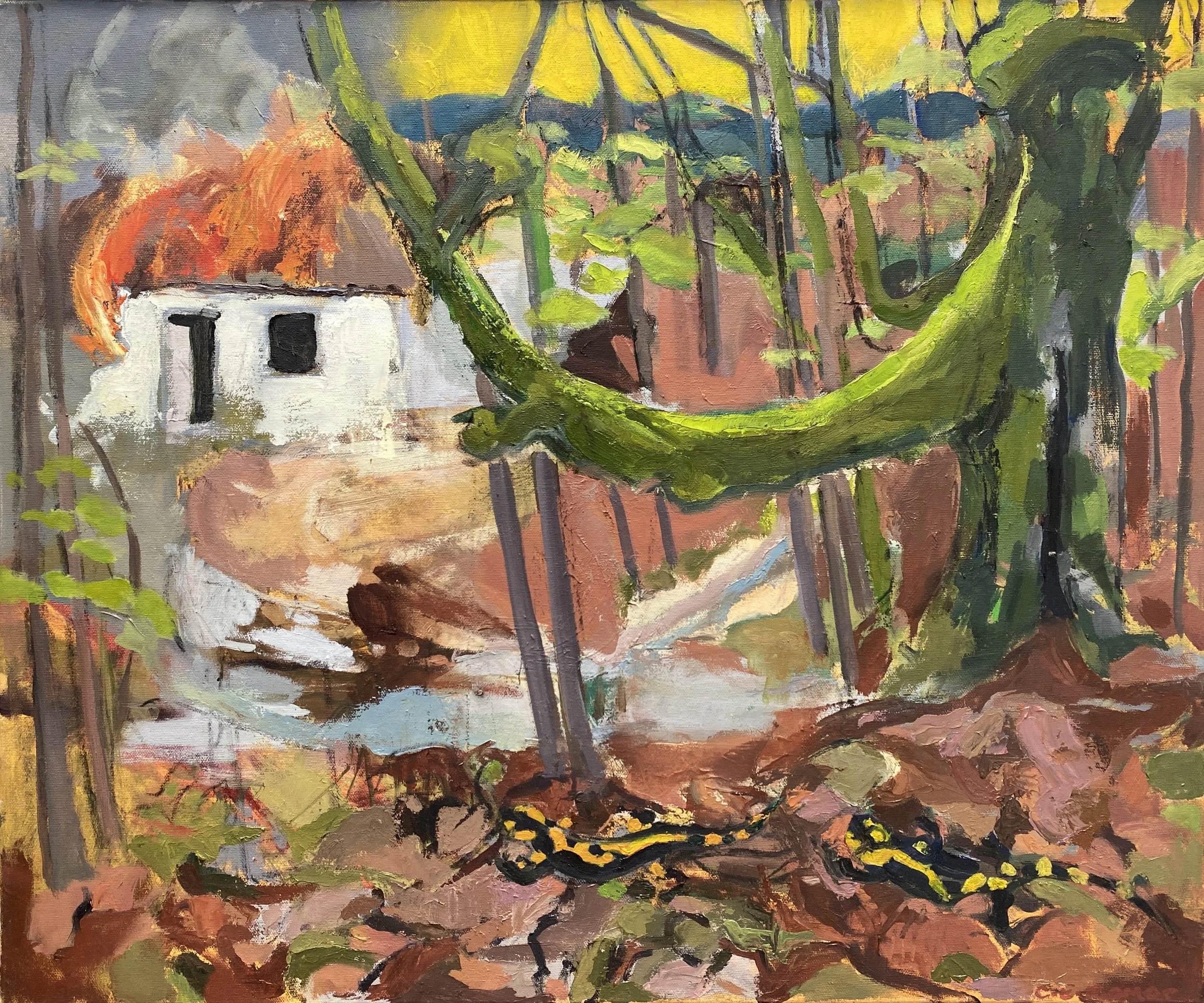 THE BURNING HOUSE, NORTH MACEDONIA, oil on canvas, 50x60cm