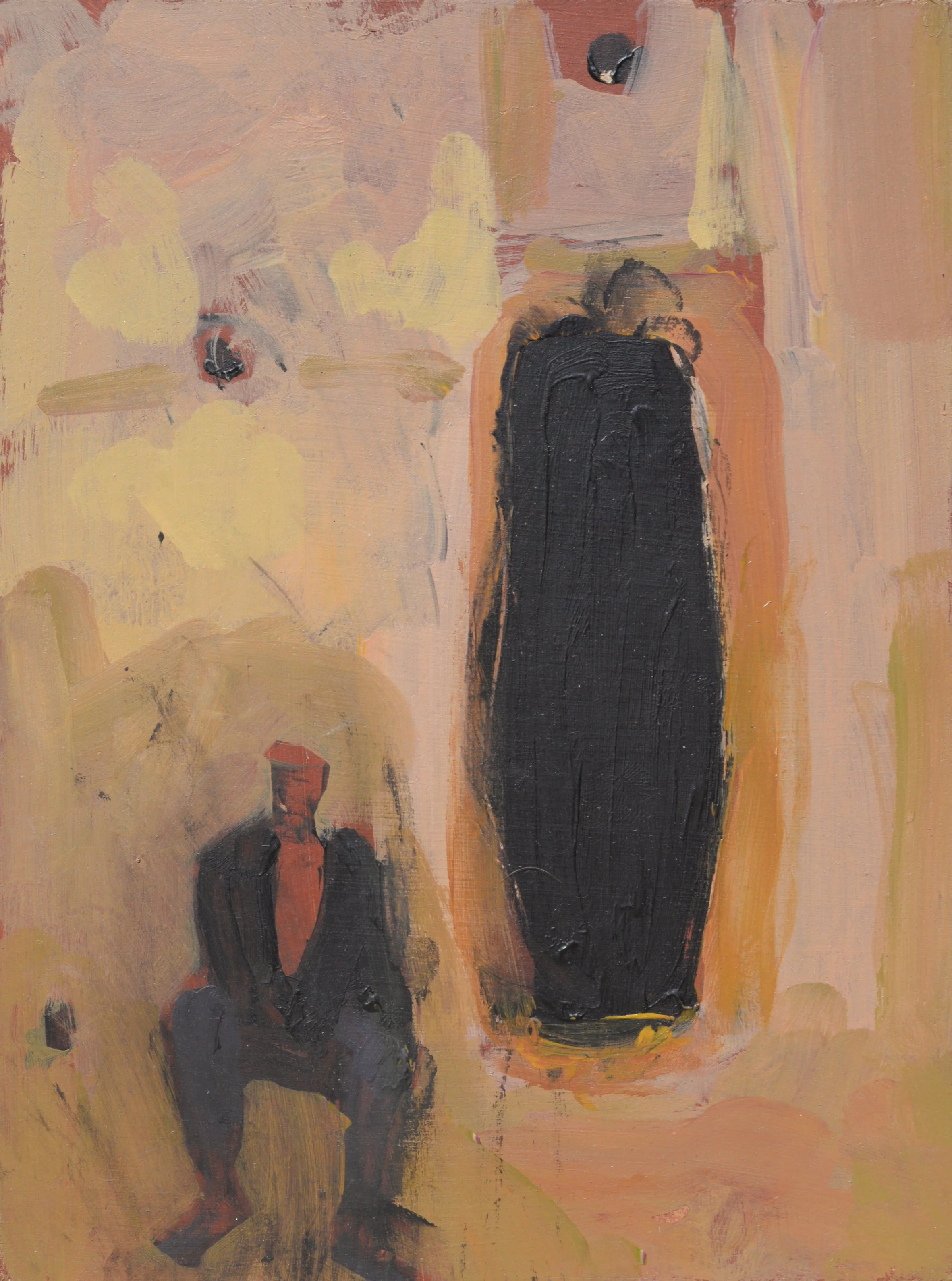 Man by His Front Door, Benin,
Acrylic on board, 6"x8"