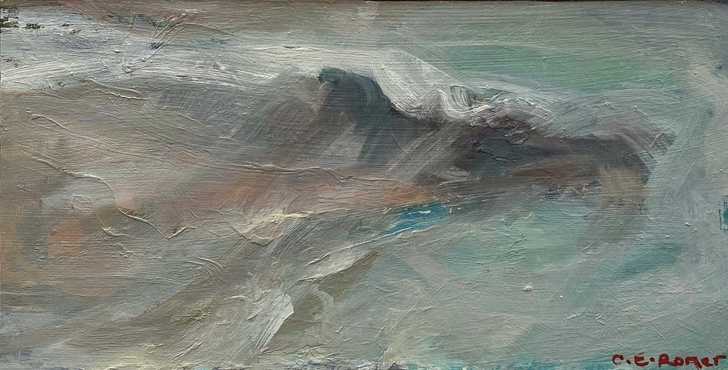 STORM BRAM, SOUTH DEVON, oil on board, 13x25cm SOLD