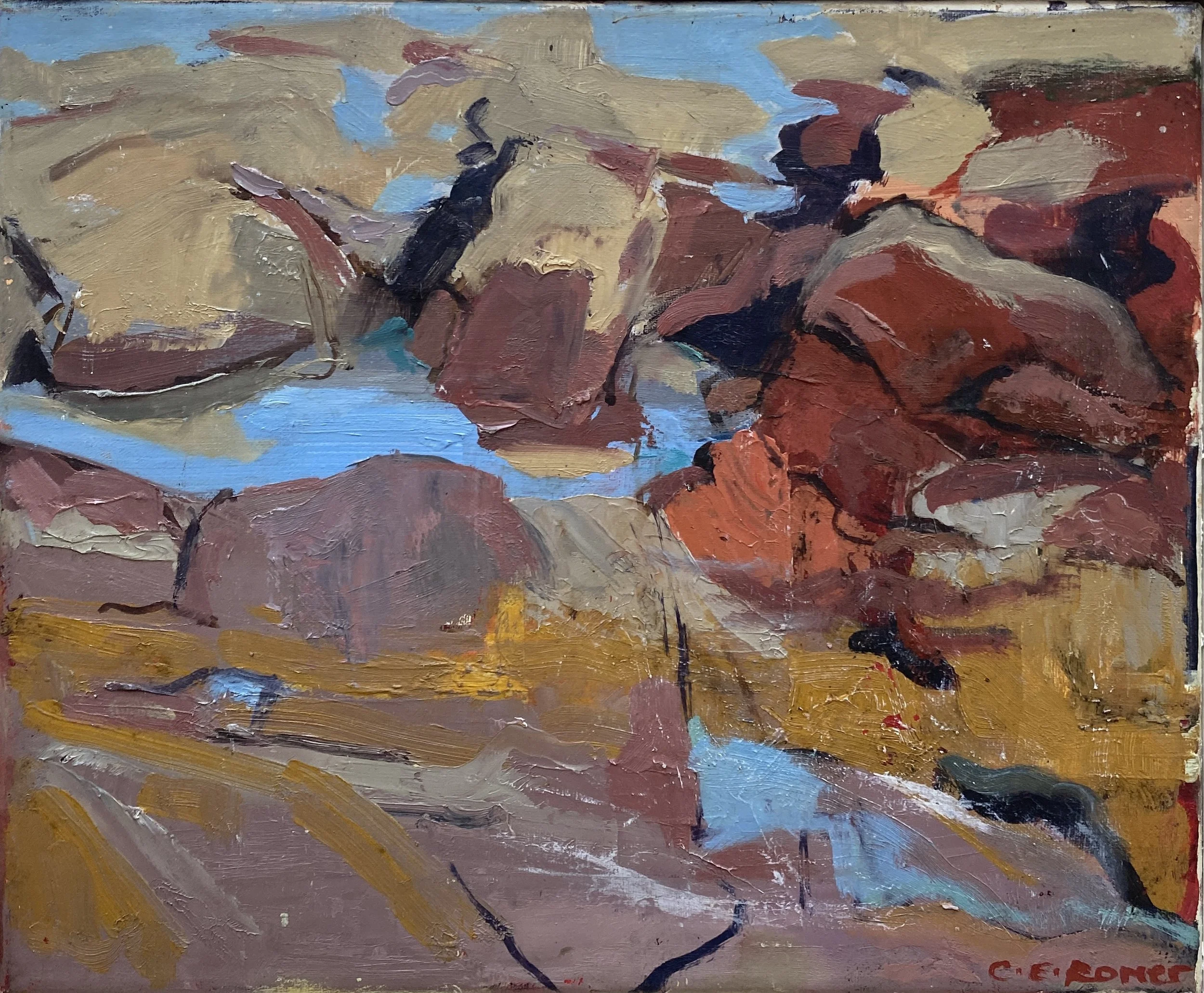 ROCKS AND POOLS, SOUTH DEVON, oil on canvas, 25x30cm