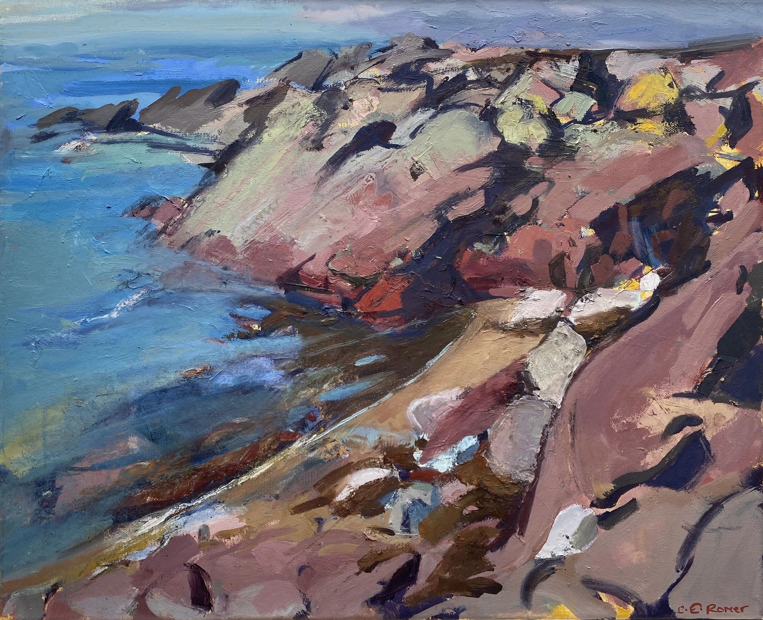 SEASHORE HEYBROOK BAY, SOUTH DEVON, oil on canvas, 46x56cm