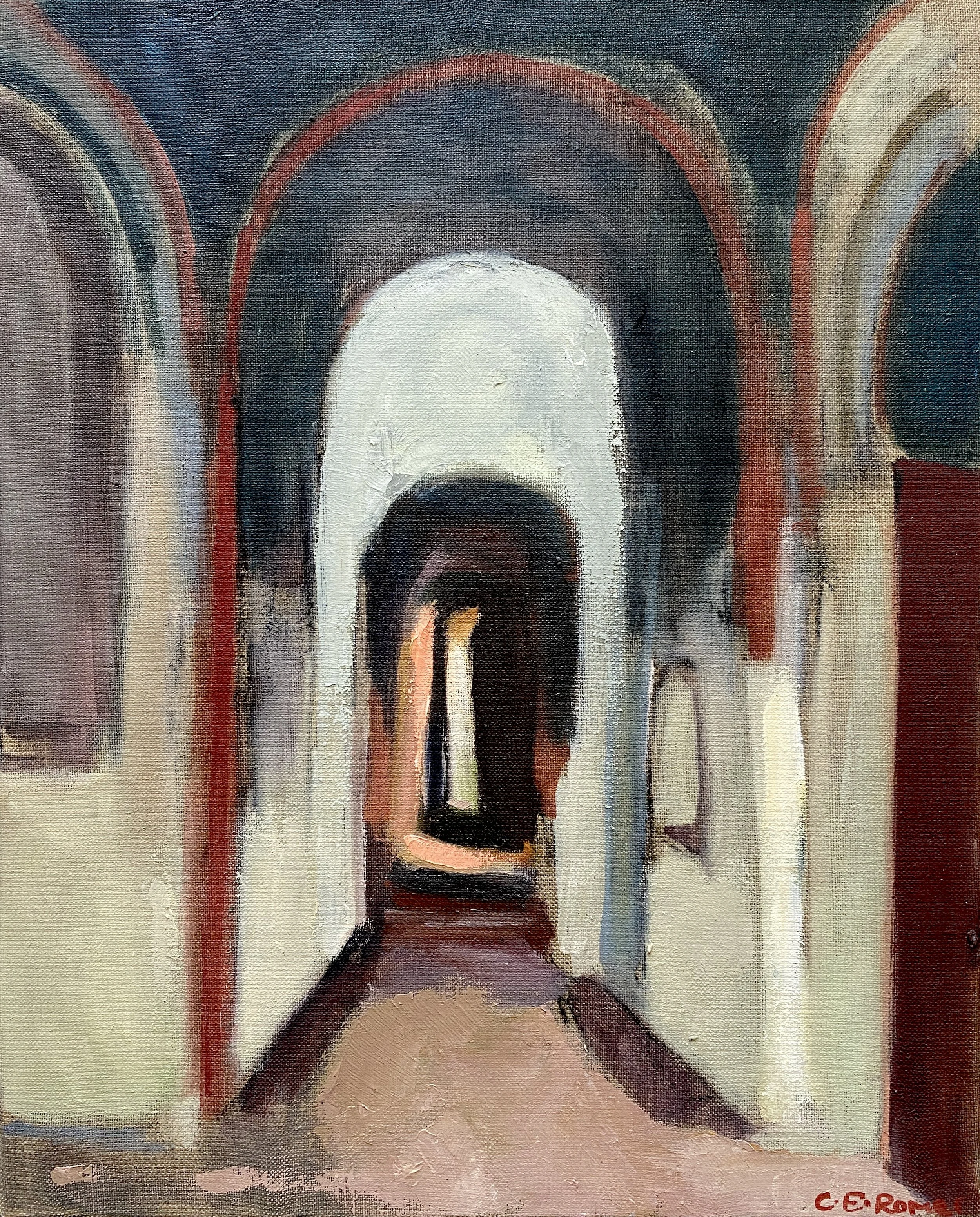 INTERIOR OF CHURCH, NORTH MACEDONIA, oil on canvas, 40x33cm