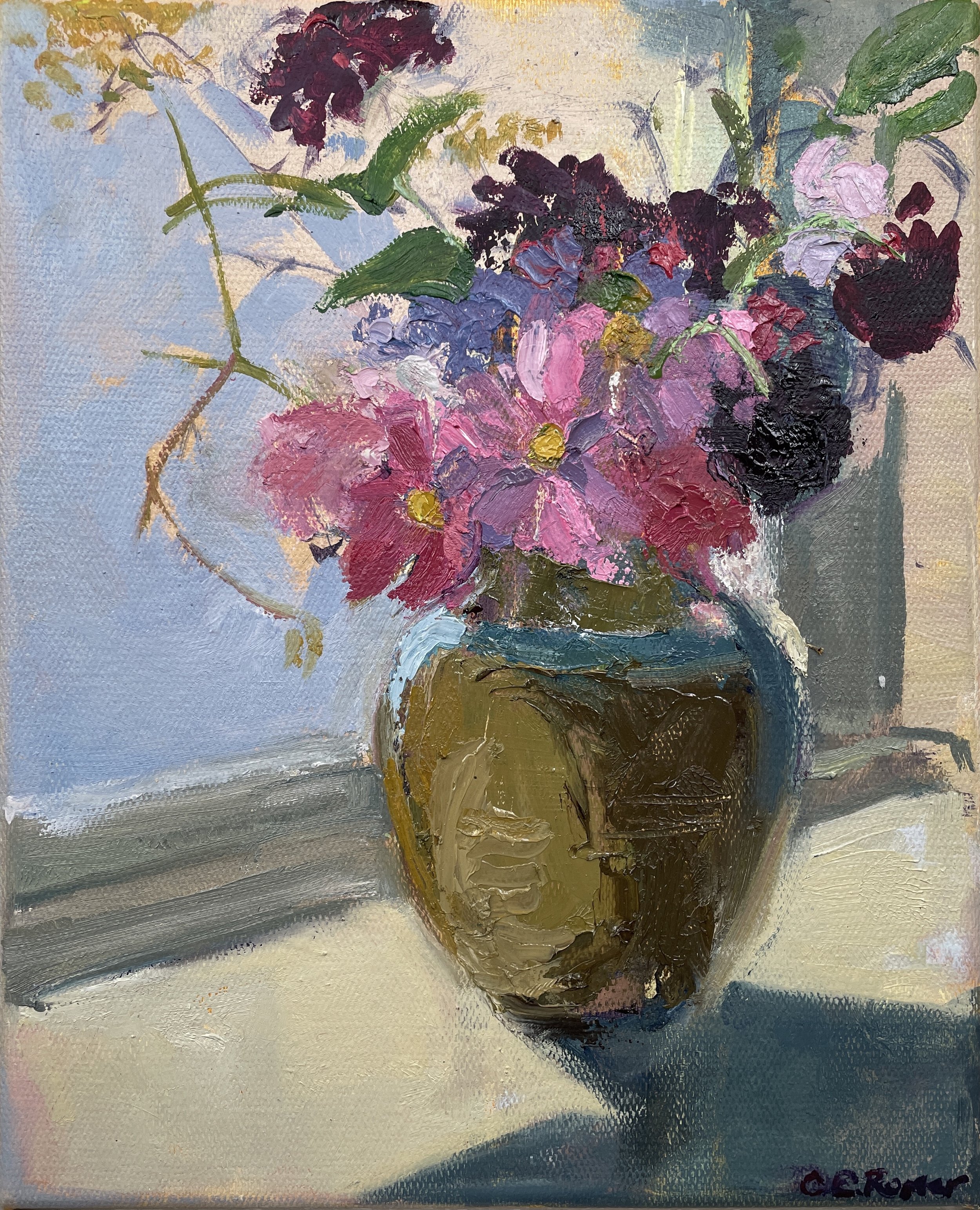 Cosmos and Scabious, Devon,
Oil on canvas, 27x22cm