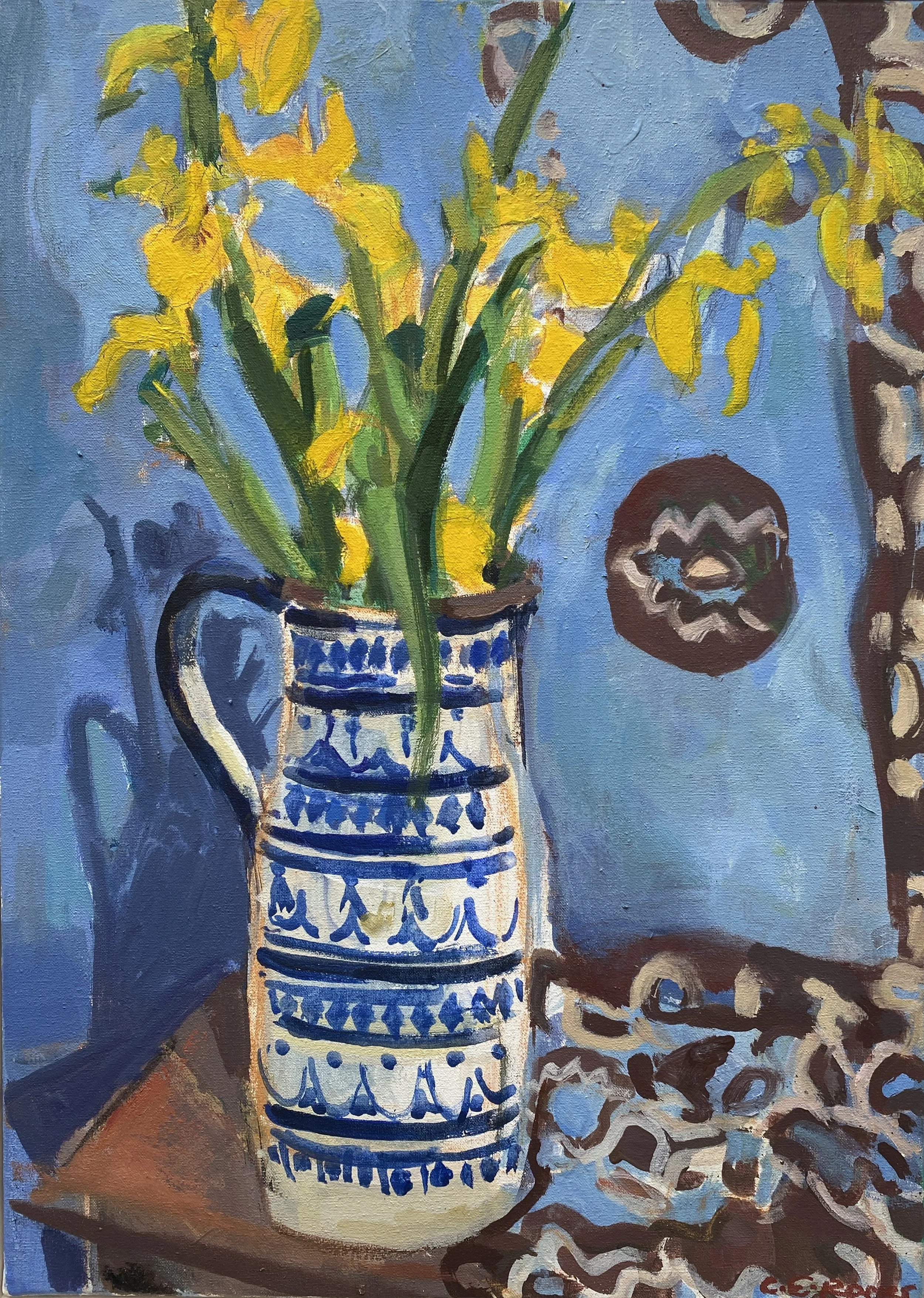 YELLOW FLAGS, acrylic and oil on canvas, 46x33cm