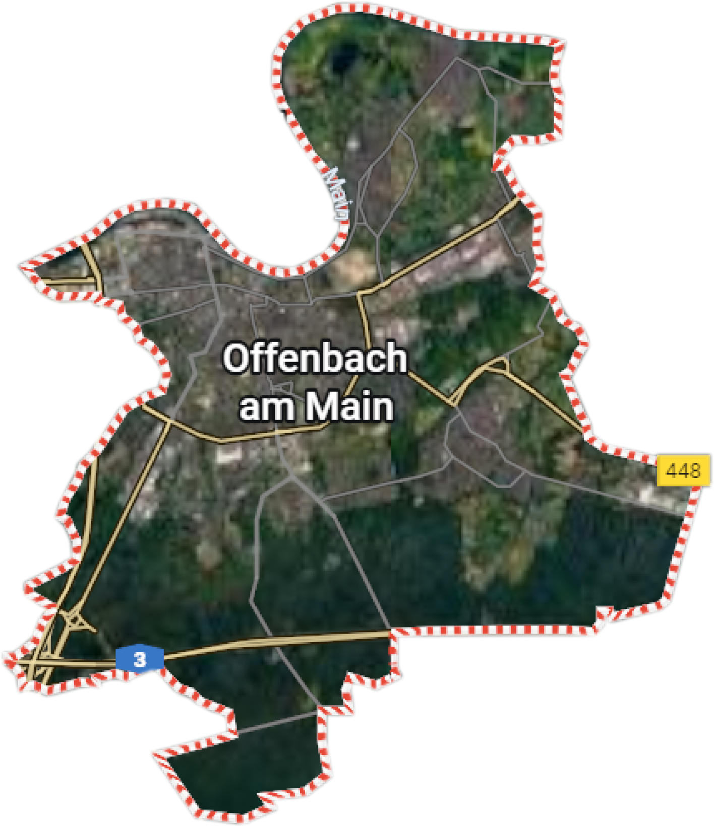 Der Google-Maps-Ausschnitt zu Offenbach am Main.