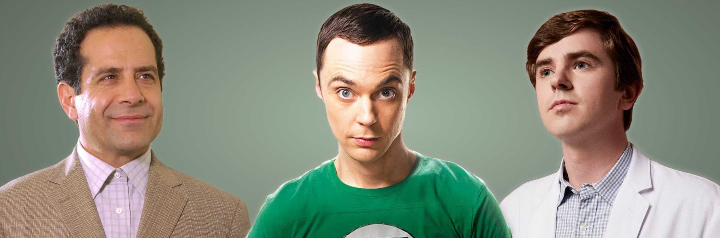 Die Serienfiguren von links nach rechts Monk, Sheldon Cooper und The Good Doctor.