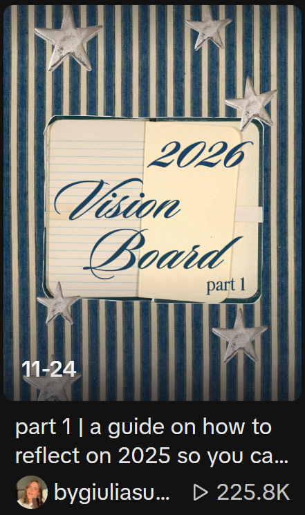 Screenshot von TikTok mit dem Titel 2026 Vision Board