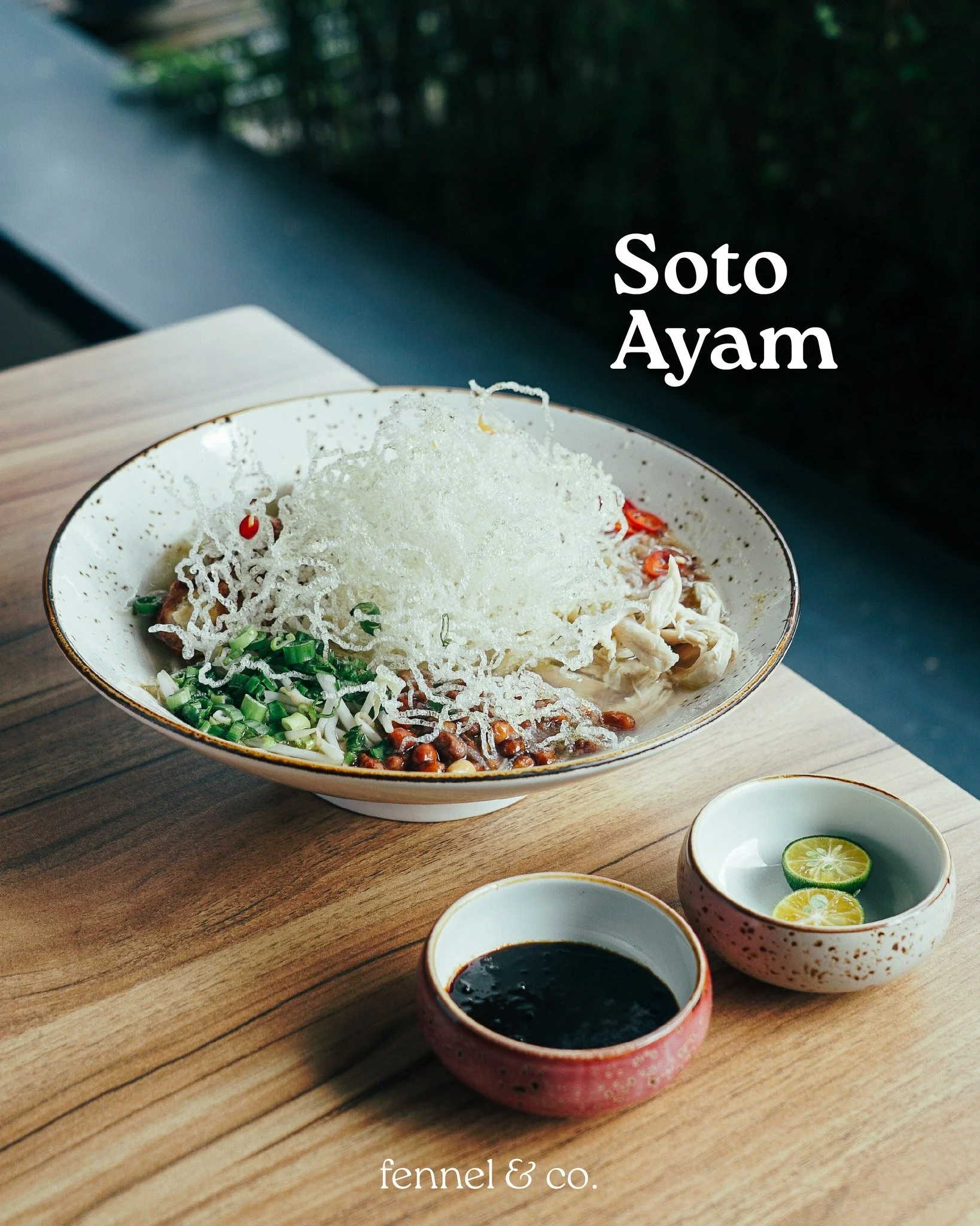 Fennel &amp; Co&rsquo;s Soto Ayam is our version of chicken soup for the soul :)
Chicken slices. Bergedil, Egg, Peanuts, Chilli and Spring onions in a Clear Spiced infused broth, warm comforting goodness made to satisfy.

#fennelandco #fennel&amp;co 