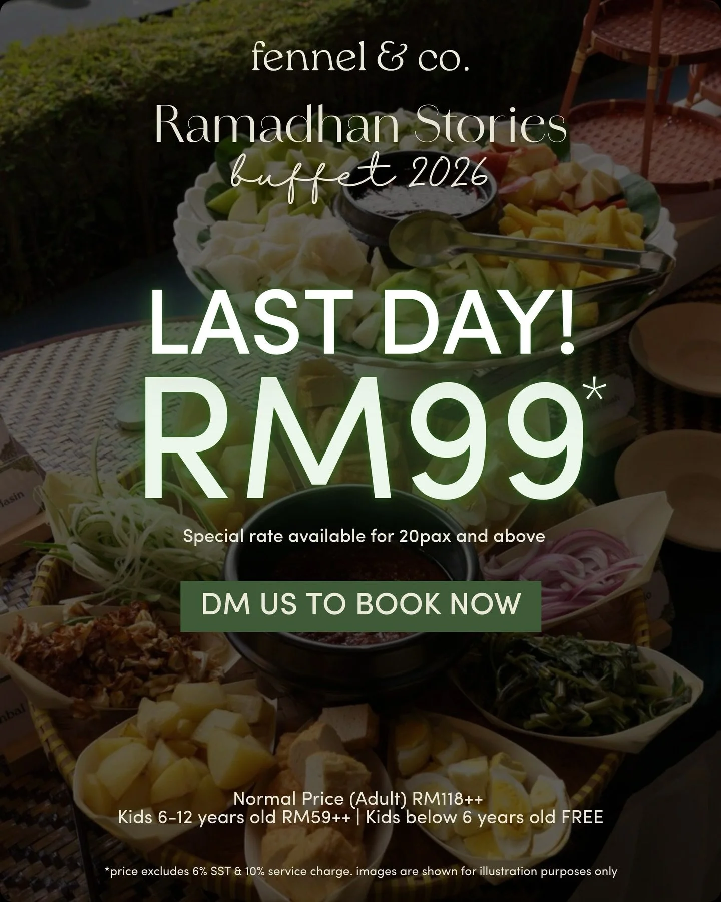 Today is the last day of our early bird promo! DM us to book NOW ✨🌙 You won&rsquo;t want to miss this out!

#ramadhan #ramadanbuffet #ramadan #buffet