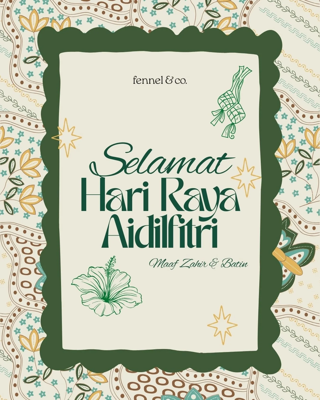 Selamat Hari Raya Aidilfitri from Fennel &amp; Co.! May everyone have a blessed Eid with your loved ones! ✨🌙 

#selamathariraya #eidmubarak