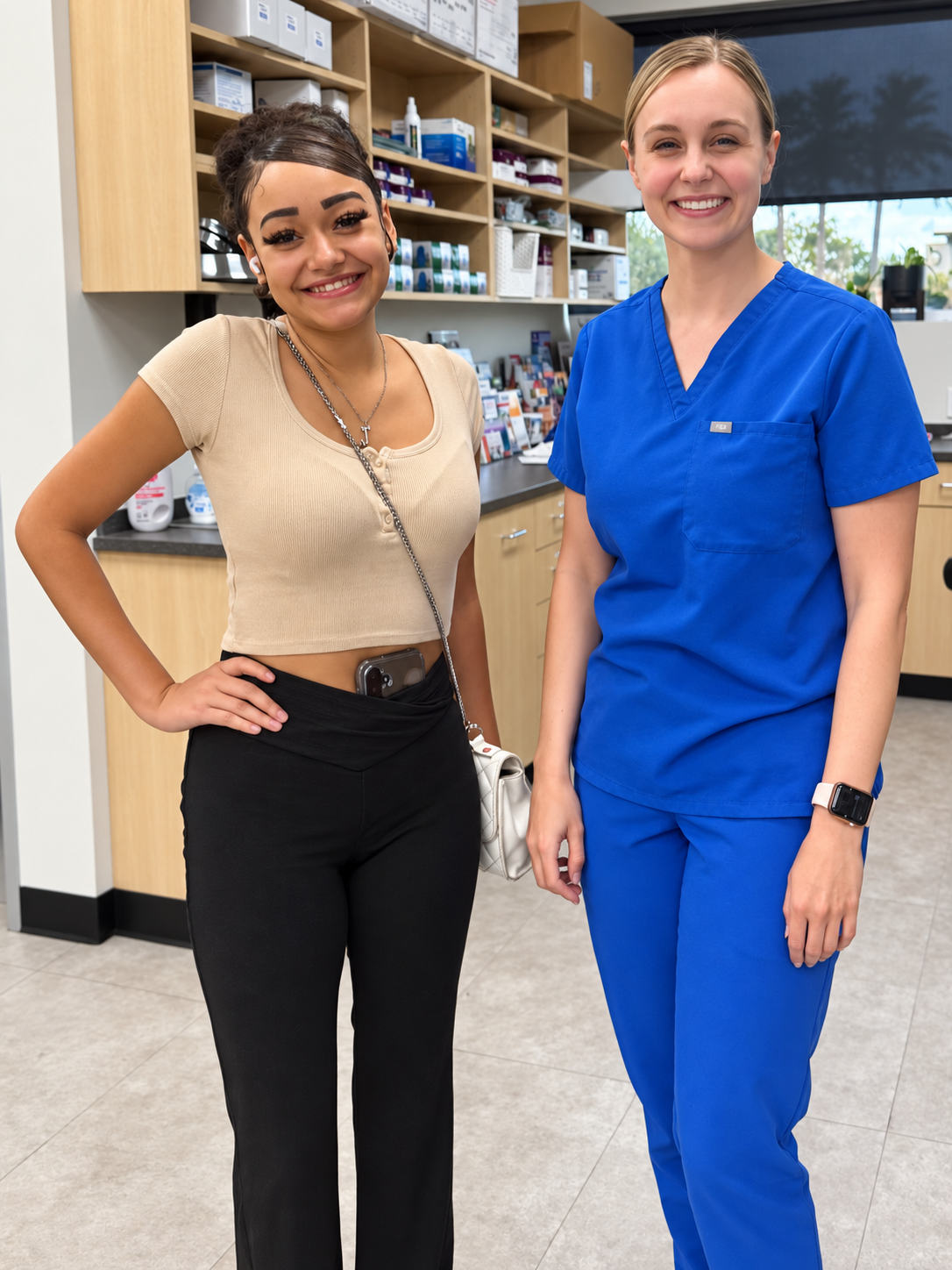 Leo Justice McCants with Dr. Hannah Elliott at CityVet—Goodyear during her career exploration visit.