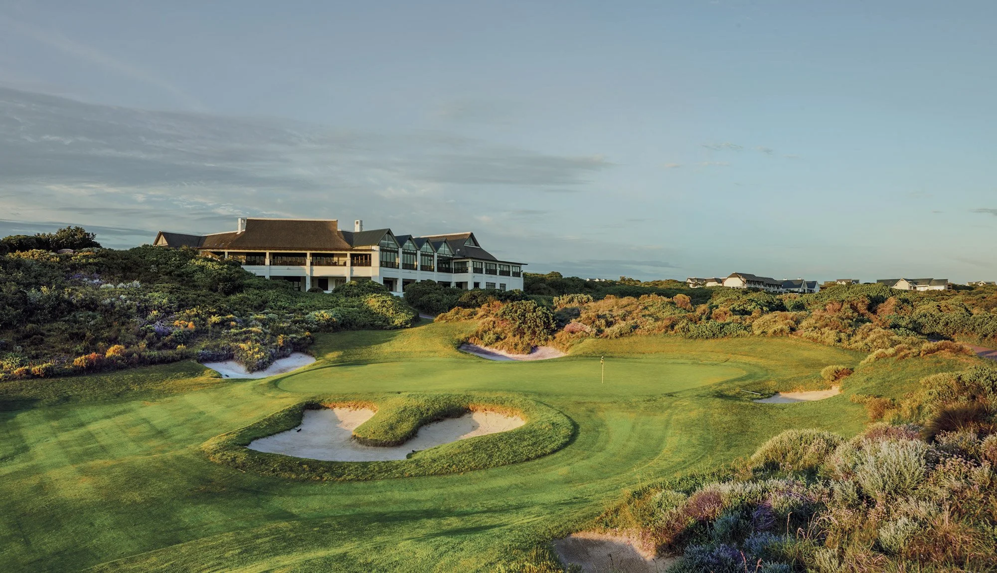 Clubhuis en golfbaan van St Francis Links in St Francis Bay.