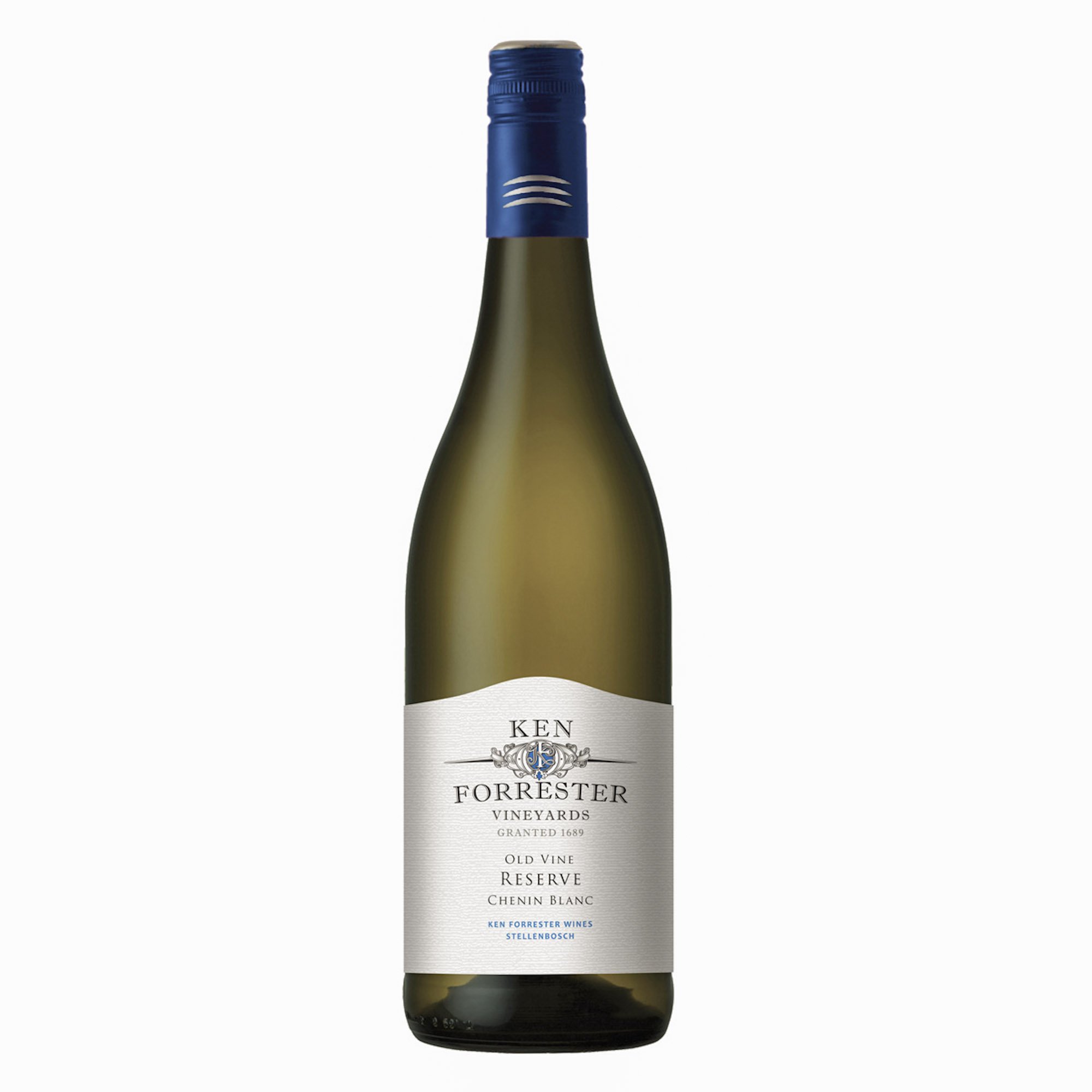 Ken Forrester Old Vine Reserve Chenin Blanc fles tegen lichte achtergrond.