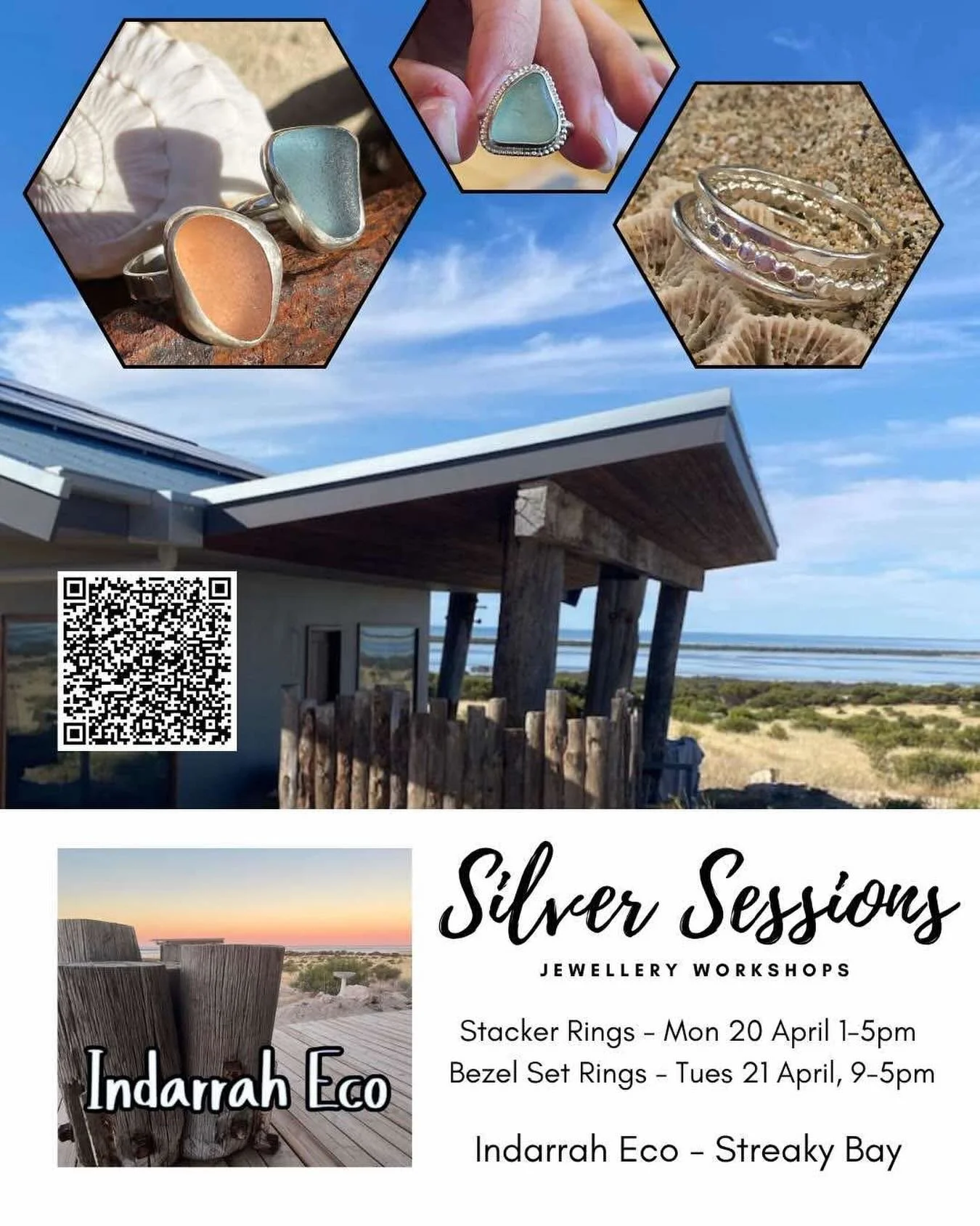 Create something beautiful by the sea ✨

Join the talented Jasmin Swales for a Silver Sessions at @indarrah_eco , Streaky Bay&mdash;where slow living meets hands-on creativity.
Craft your own stunning silver rings, learn new skills, and soak in those