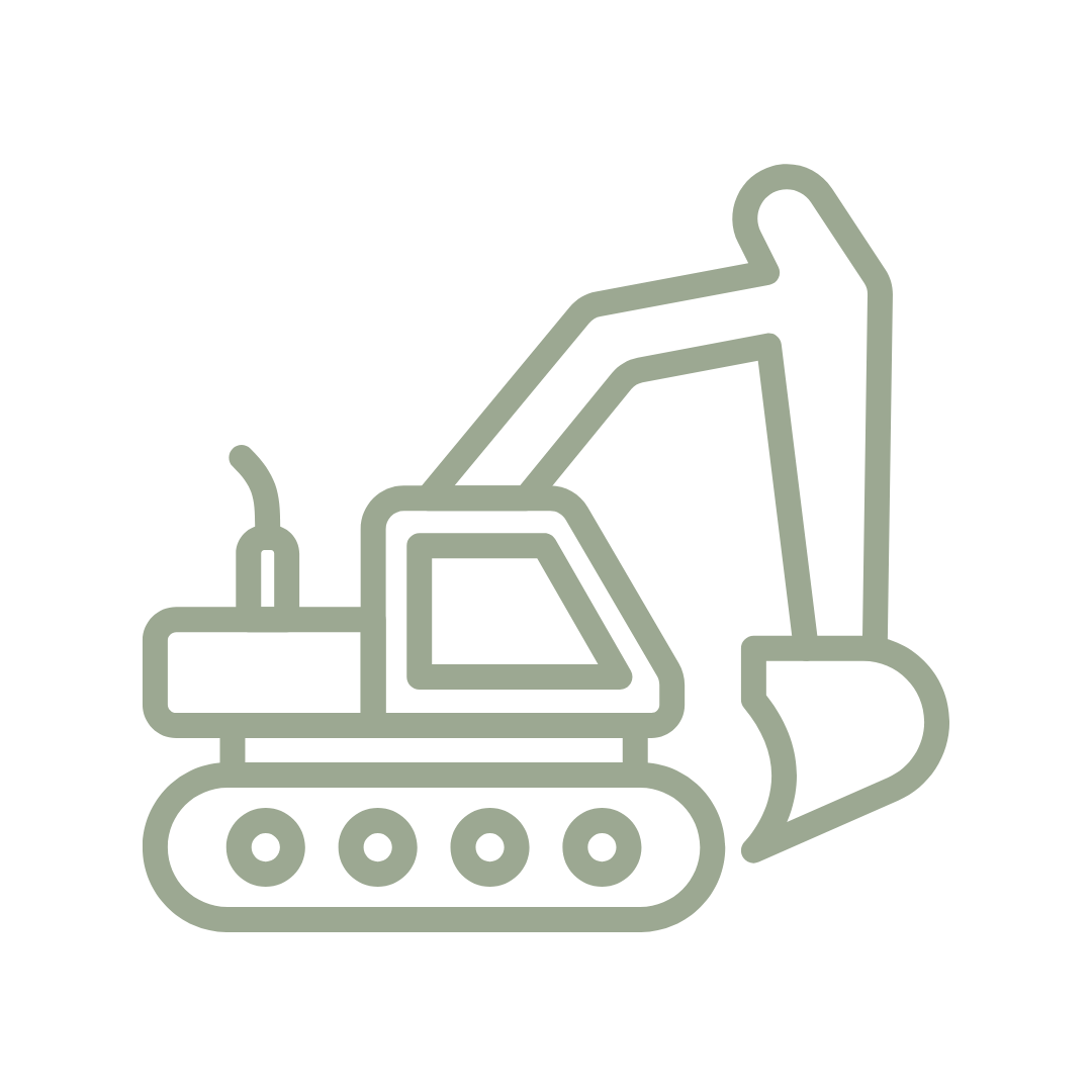 Outline drawing of a bulldozer with a tracked chassis and a large front blade.