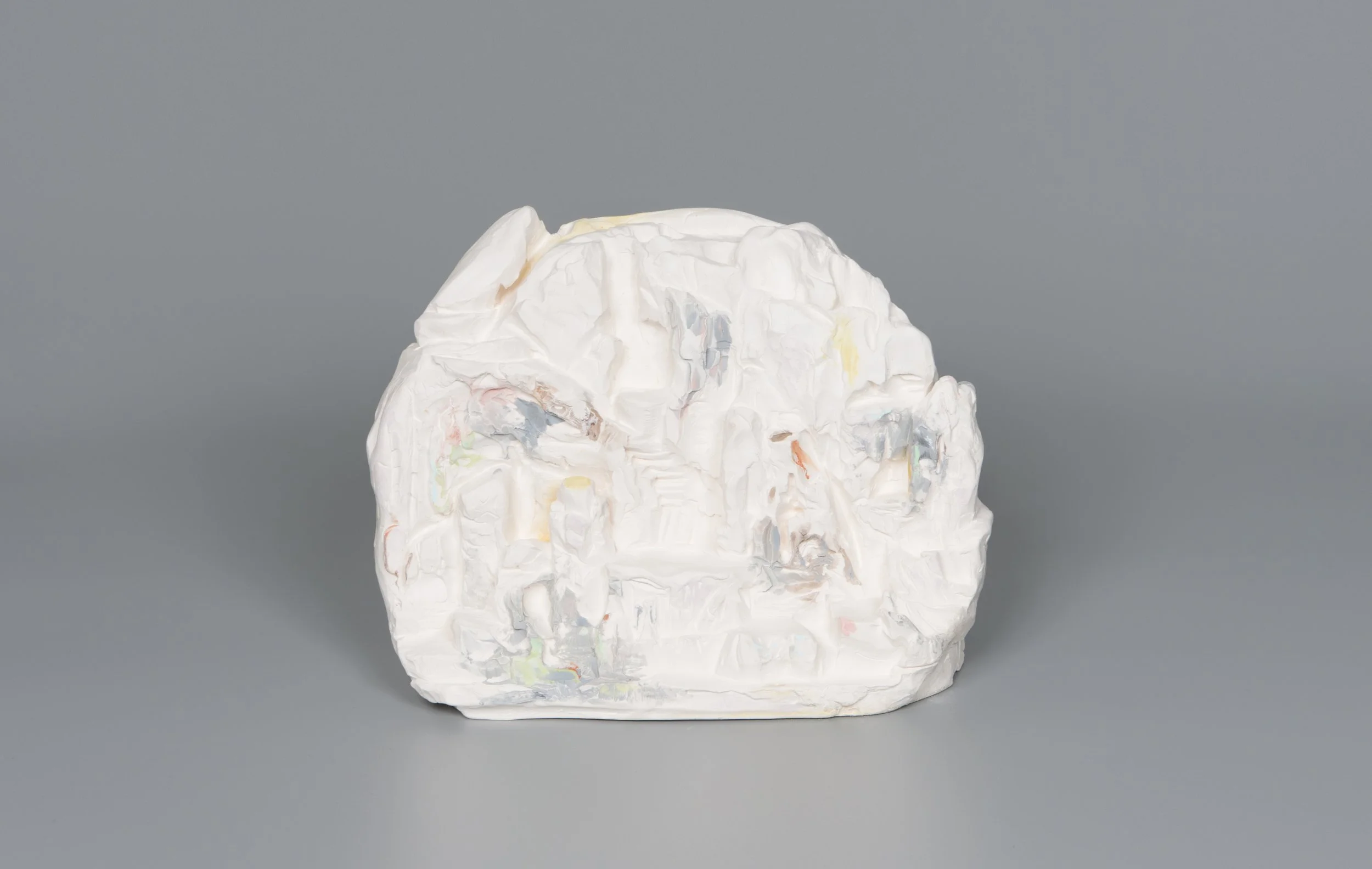 Haw Par Villa Rock Study #38 (Spirit Mountain), 2022, pastel, underglaze, bisque fired porcelain, 14.5 x 20 x 10 cm
