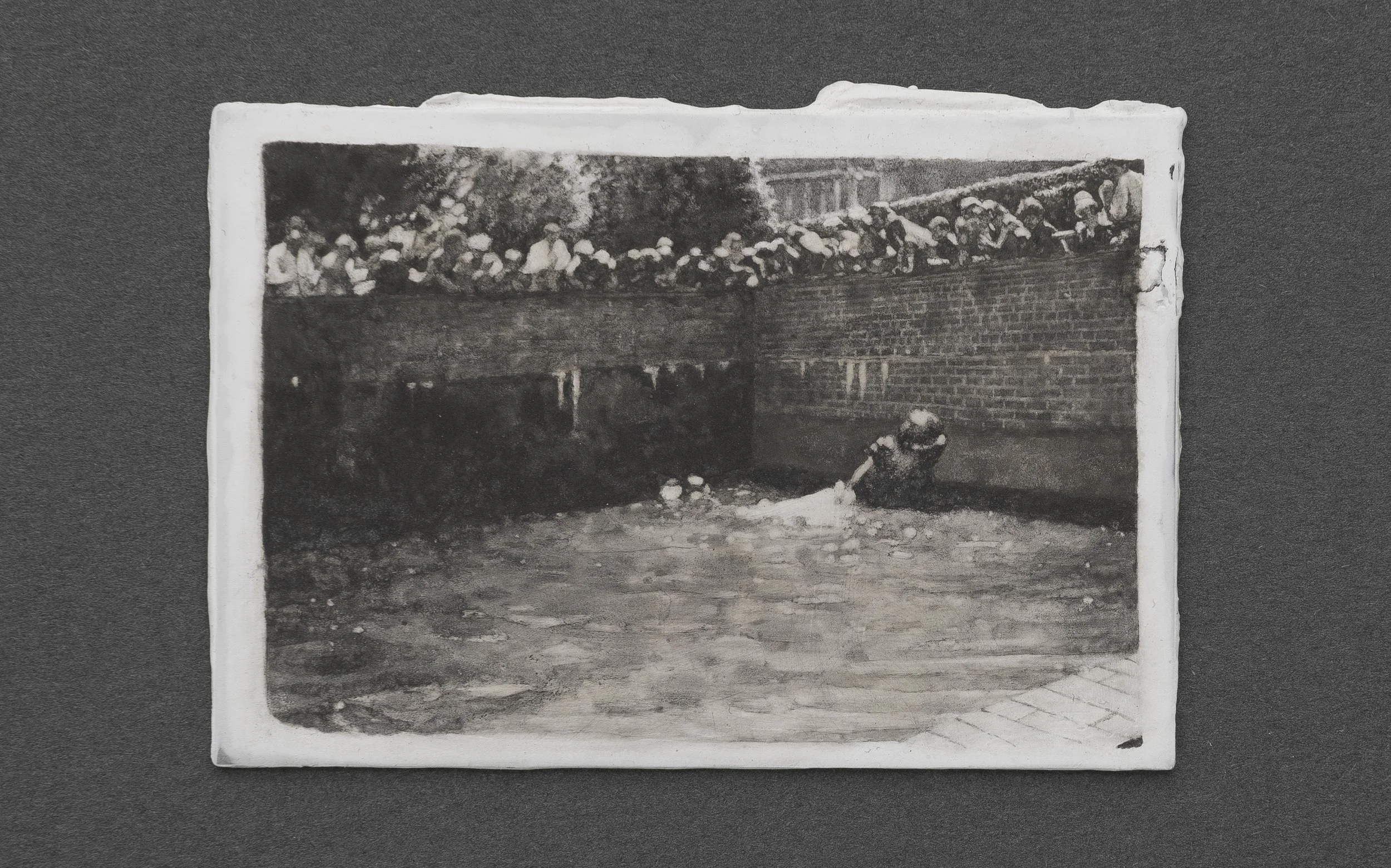 Artist's Personal Collection Untitled # 23, 2016, water activated dry media and liquid charcoal on primed aluminium plate, 5.5 x 8.5cm