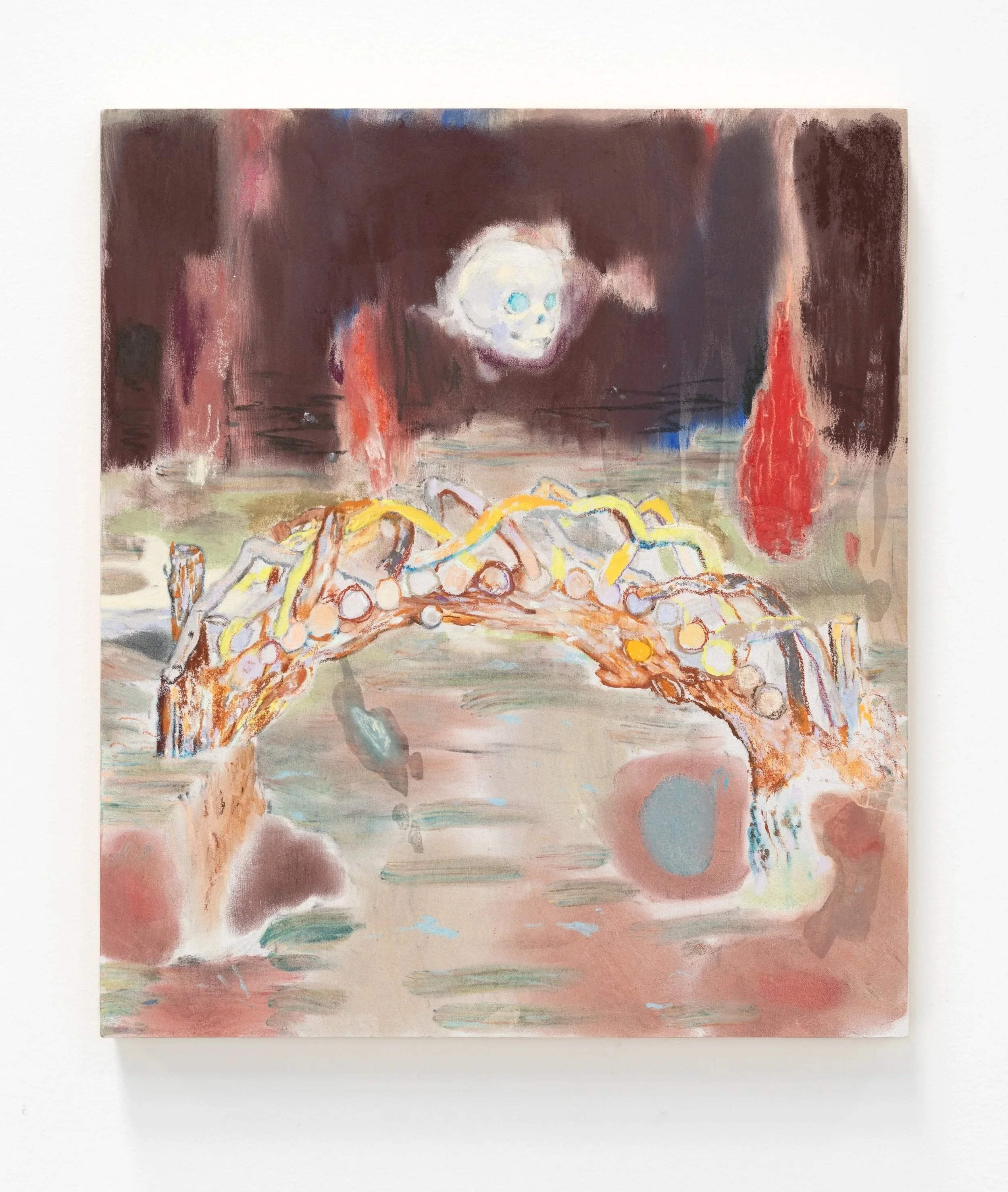 Dreaming of an afterlife in middle management, 2023, pastel and watercolour on board, 40 x 35cm