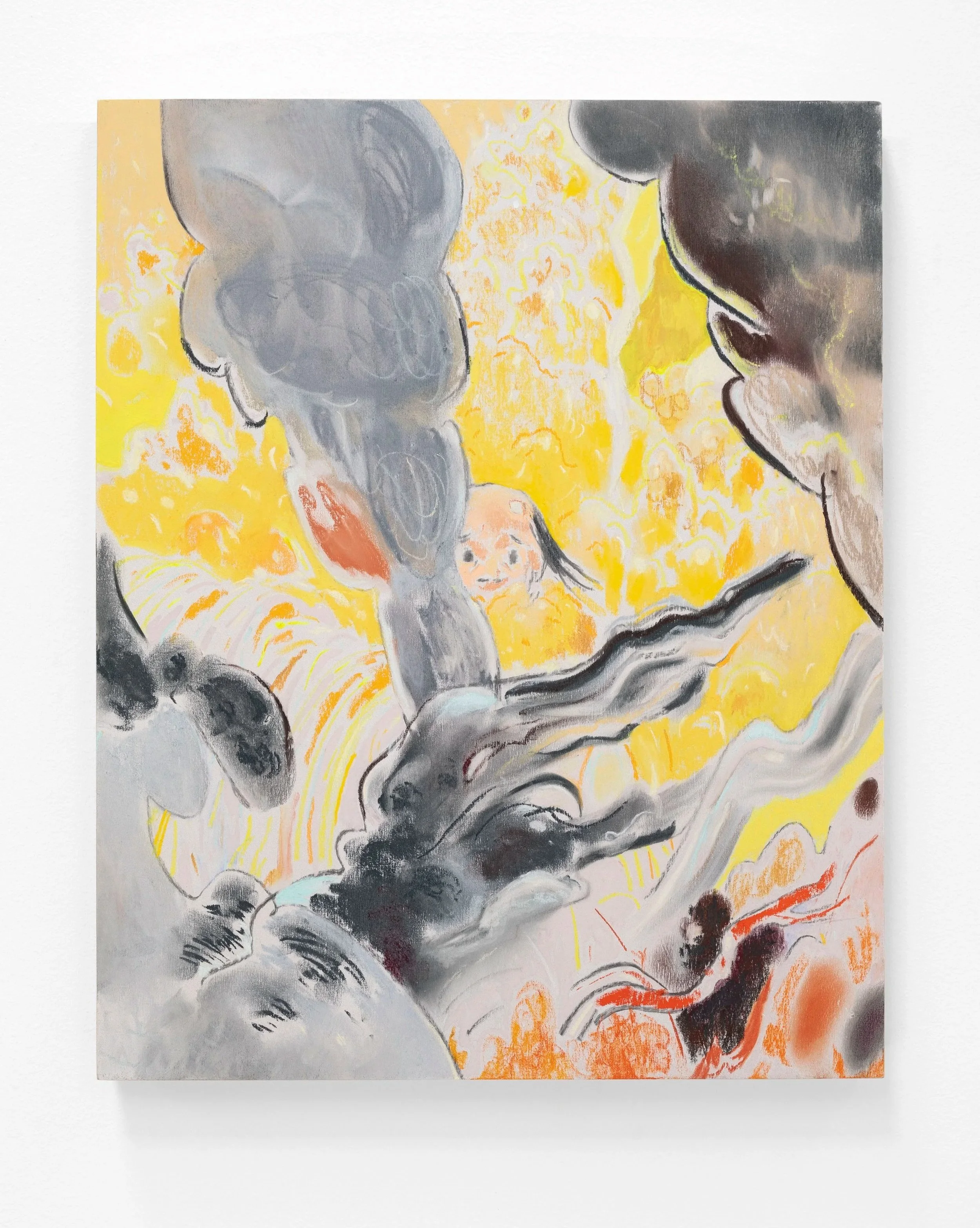 Boiling oil bath, 2023, pastel on board, 50 x 40cm