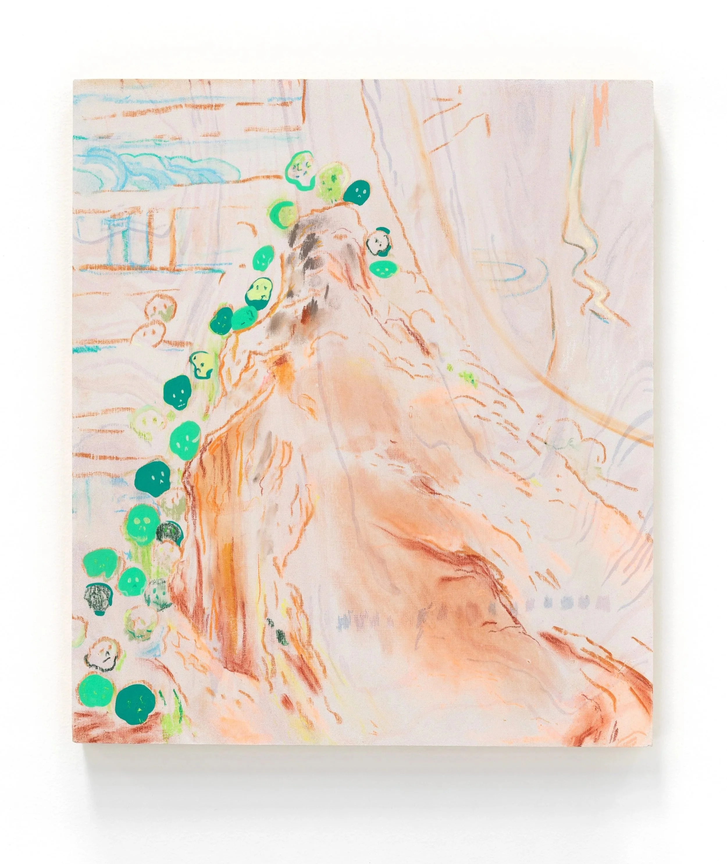 Mountain of Heads, 2023, Jess Bradford & Louise Zhang, pastel and acrylic on board, 40 x 35cm