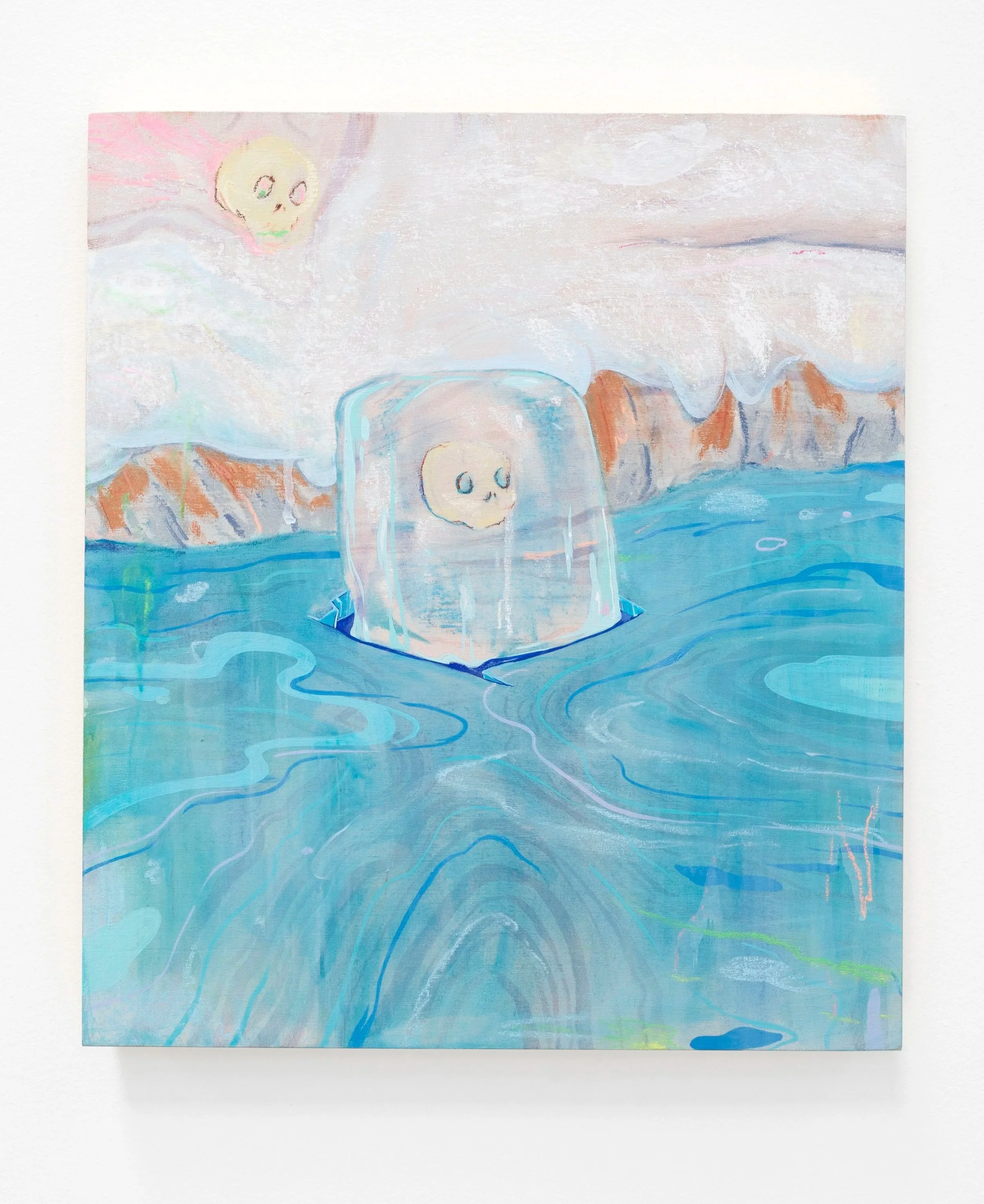 And again, within the frozen, 2023, Jess Bradford & Louise Zhang, pastel and acrylic on board, 40 x 35cm