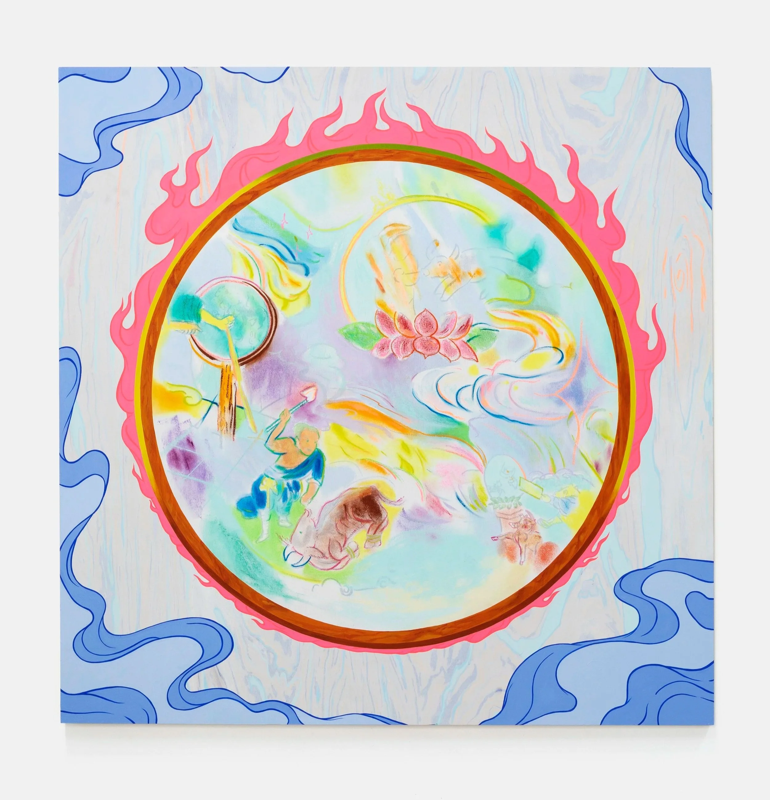 Karma Mirror, 2023, Jess Bradford & Louise Zhang, pastel and acrylic on board, 100 x 100cm