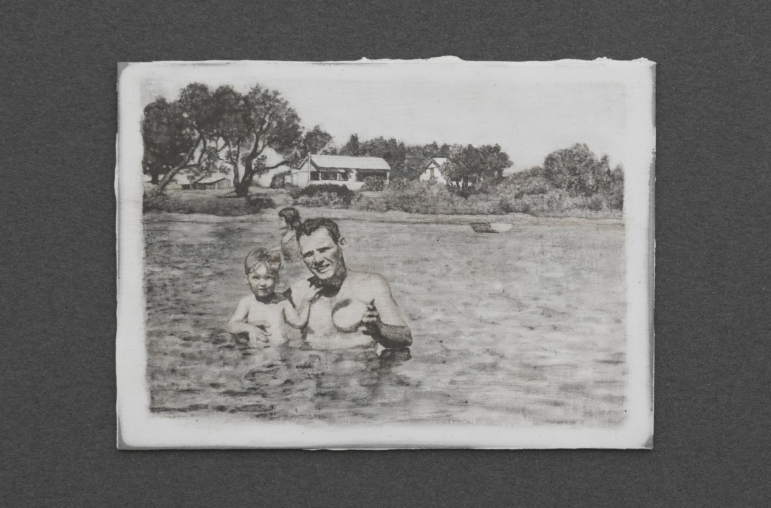 Artist's Personal Collection Untitled # 25, 2016, water activated dry media and liquid charcoal on primed aluminium plate, 5 x 8.5cm