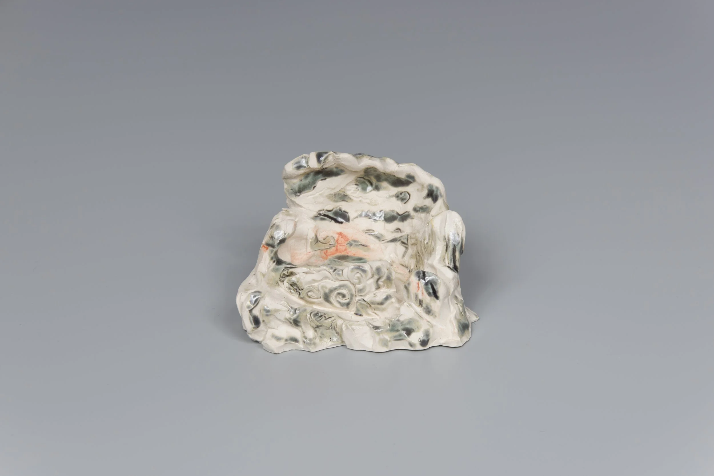 Haw Par Villa Rock Study #39 (Dais), 2022,  
glazed porcelain with pastel, 6.5 x 12 x 9cm
